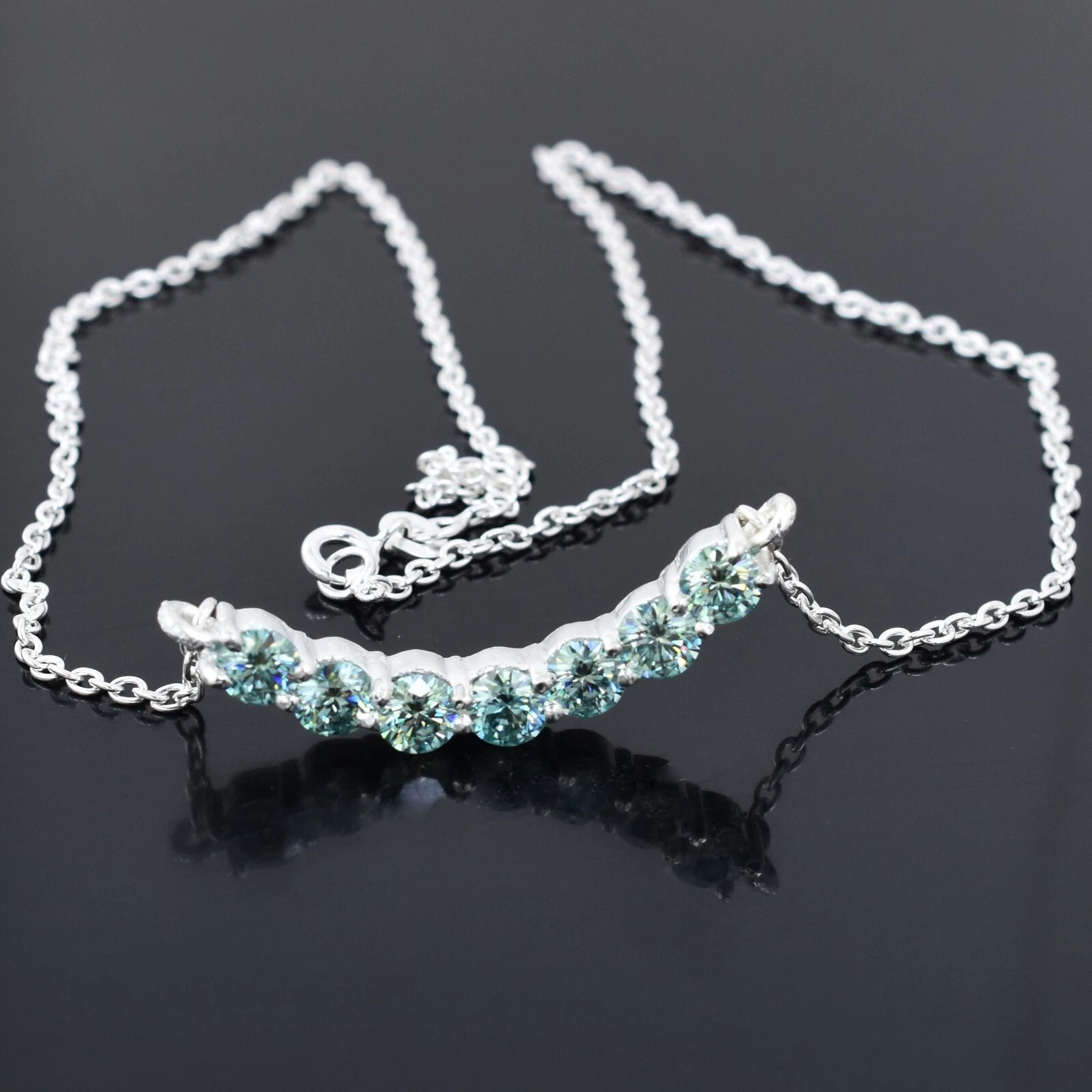 Designer 3.50Ct Blue Diamond Necklace-Great Shine & Luster !
