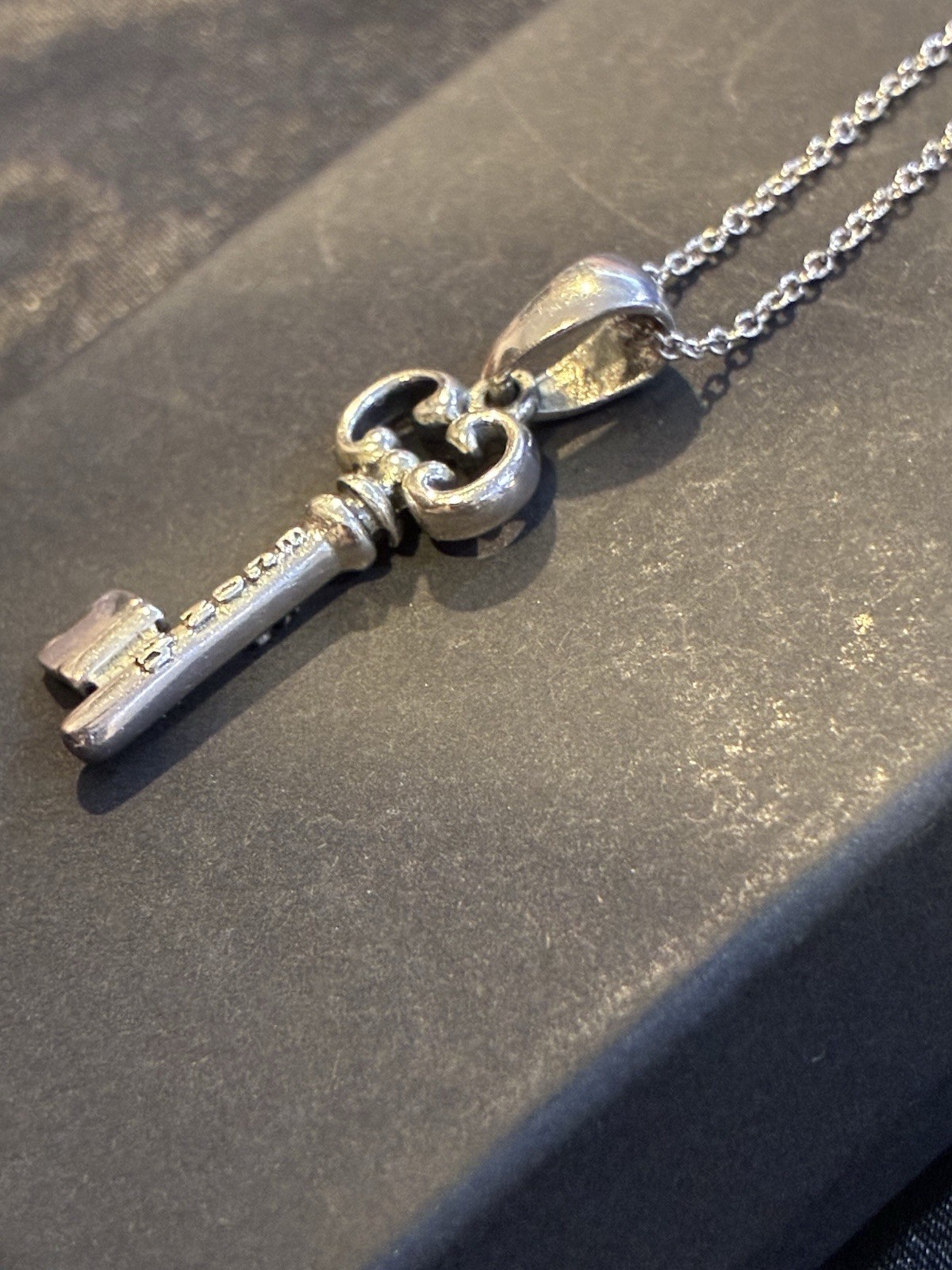Sterling Silver Key Pendant Necklace 16″-18″ Adjustable Chain Stamped 925 ECON