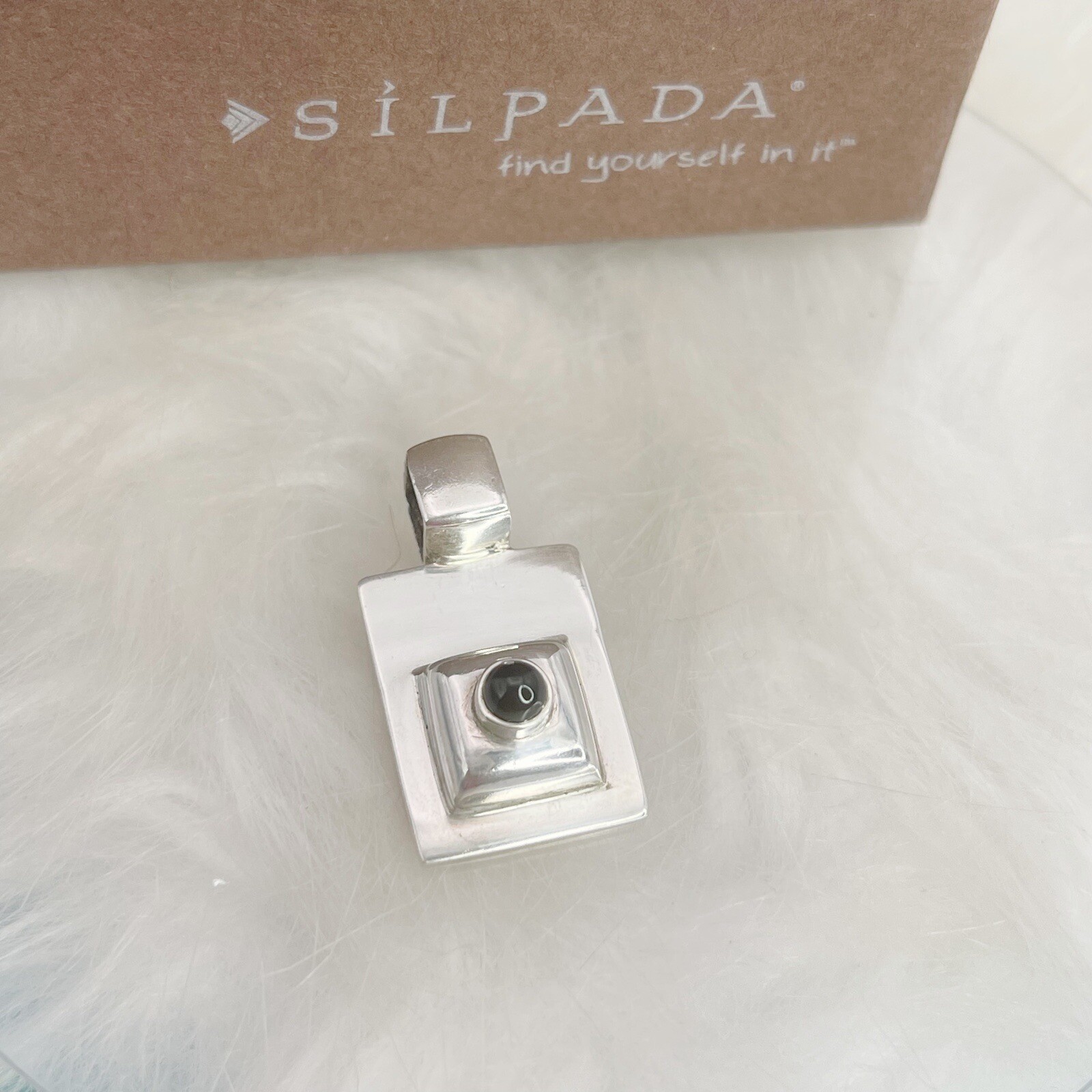 Silpada Sterling Silver Black Onyx 925 Rectangle Pendant S0368