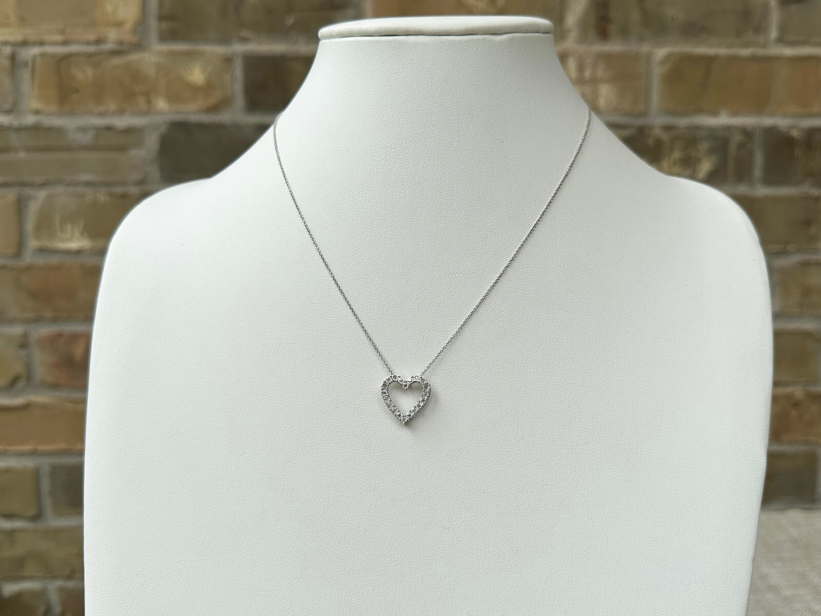 Bridge Diamond 1/10 ctw heart pendant 18” necklace – delicate STERLING chain