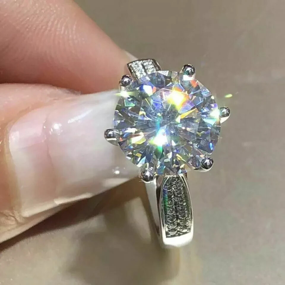3Ct Round Cut lab created diamond Solitaire Wedding Ring 14K White Gold Finish