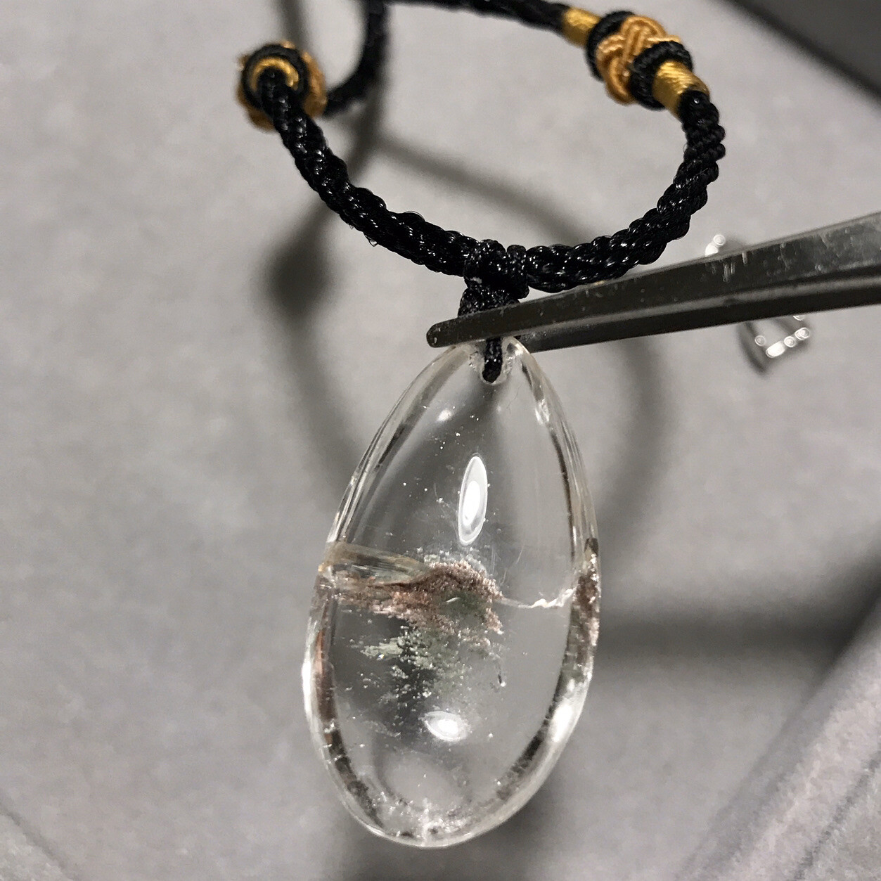 US SELLER Natural Green Red Phantom Quartz Pendant Teardrop Crystal GEM Necklace