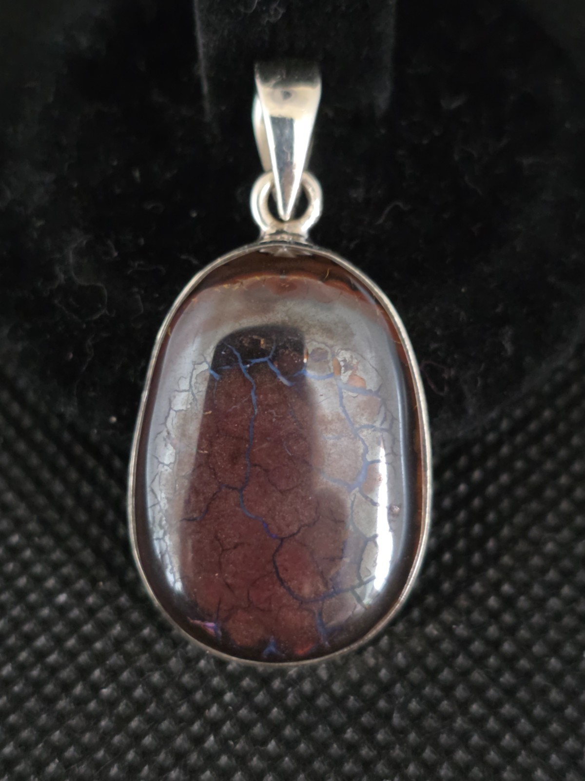 Natural Australian Boulder Opal Pendant 925 Sterling Silver 1.6″ Drop x 20 mm