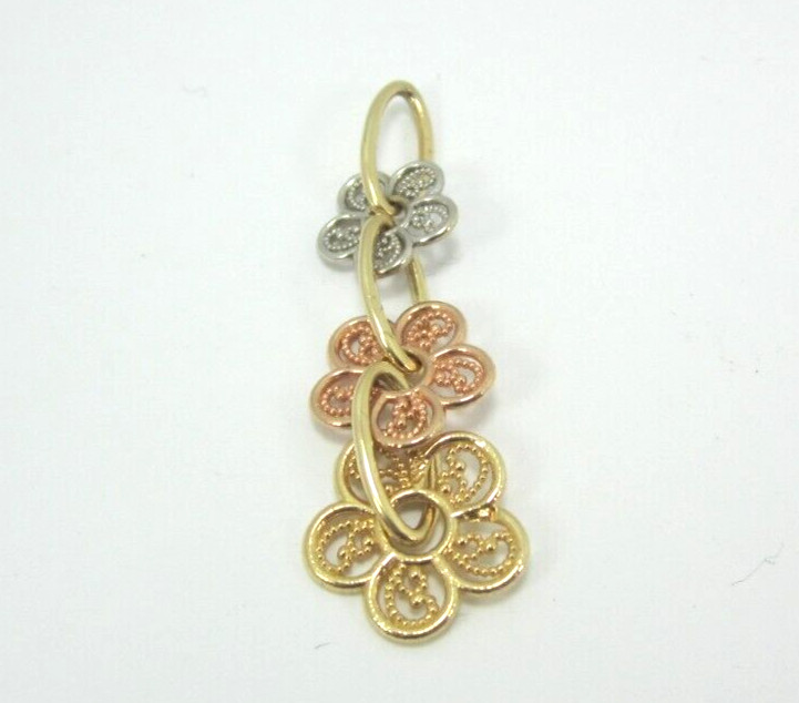STUNNING LADIES 14K MULTI-TONE GOLD FLOWER (1-1/2″) PENDANT 1.9G