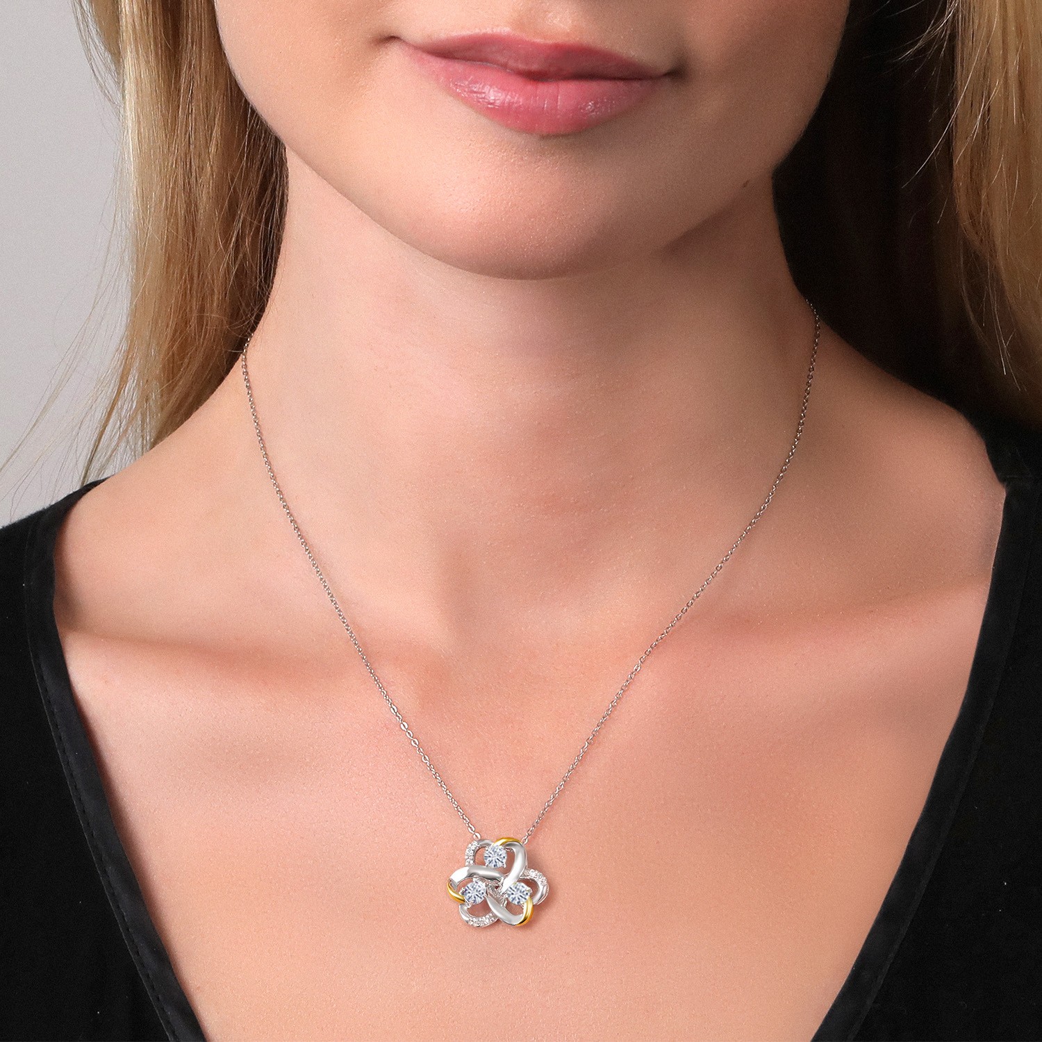925 Silver and 10K Yellow Gold Pendant Near Colorless (GH) 0.69ct DEW Moissanite