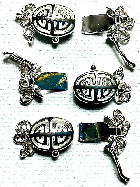 Silver Tone Triple Strand “Longevity” Oval Box Clasp Trio