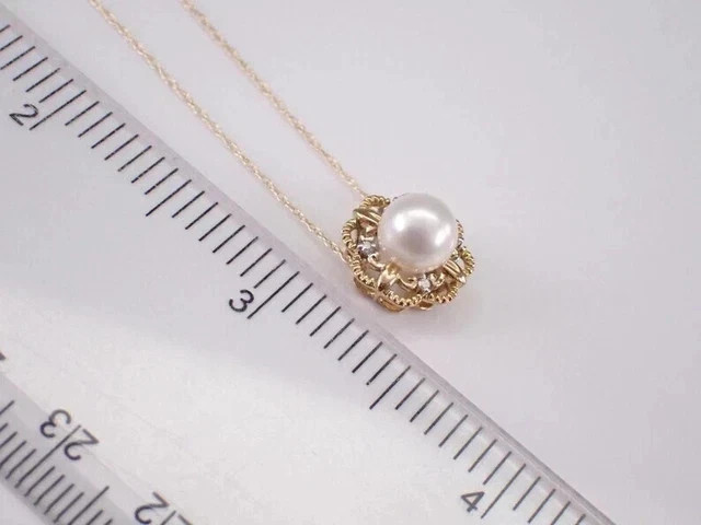 Natural Pearl 2.20Ct Round Cut Flower Pendant 14K Yellow Gold Plated Free Chain