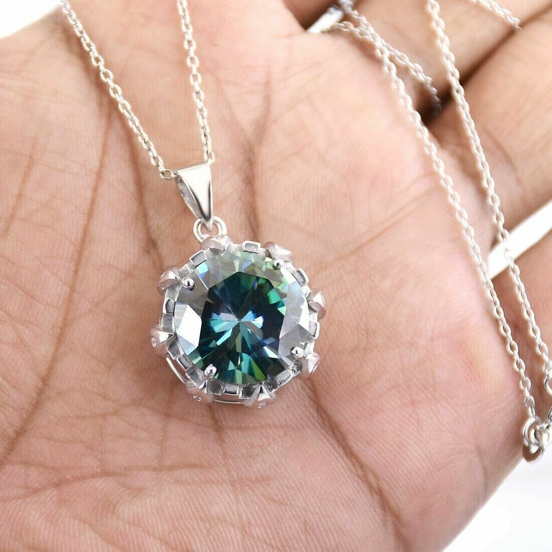 8 Ct Blue Treated Diamond Pendant Great Luster VVS1 Certified ! Unisex Jewelry