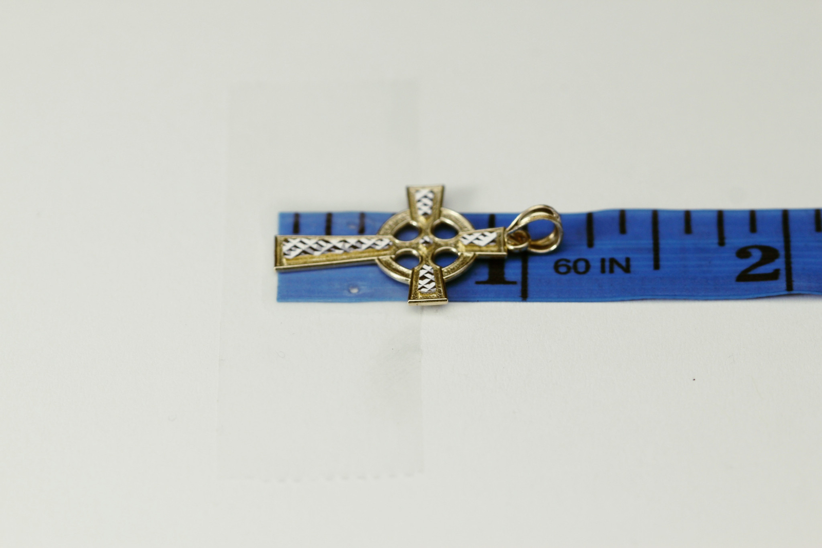 10k Yellow & White Gold Celtic Cross Charm/Pendant 1 Gram (PEN)9934