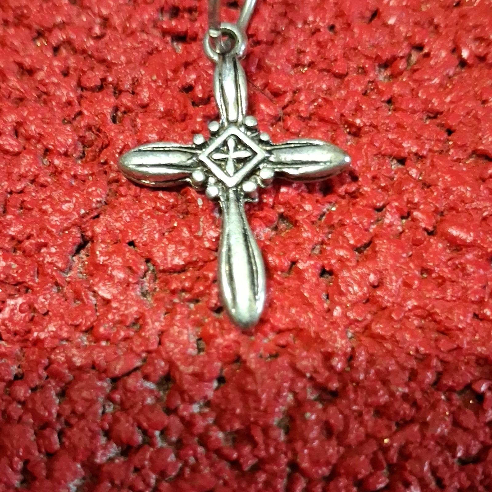 Silver Tone Religious Cross Pendant Charm in Metal No Stone Jewelry