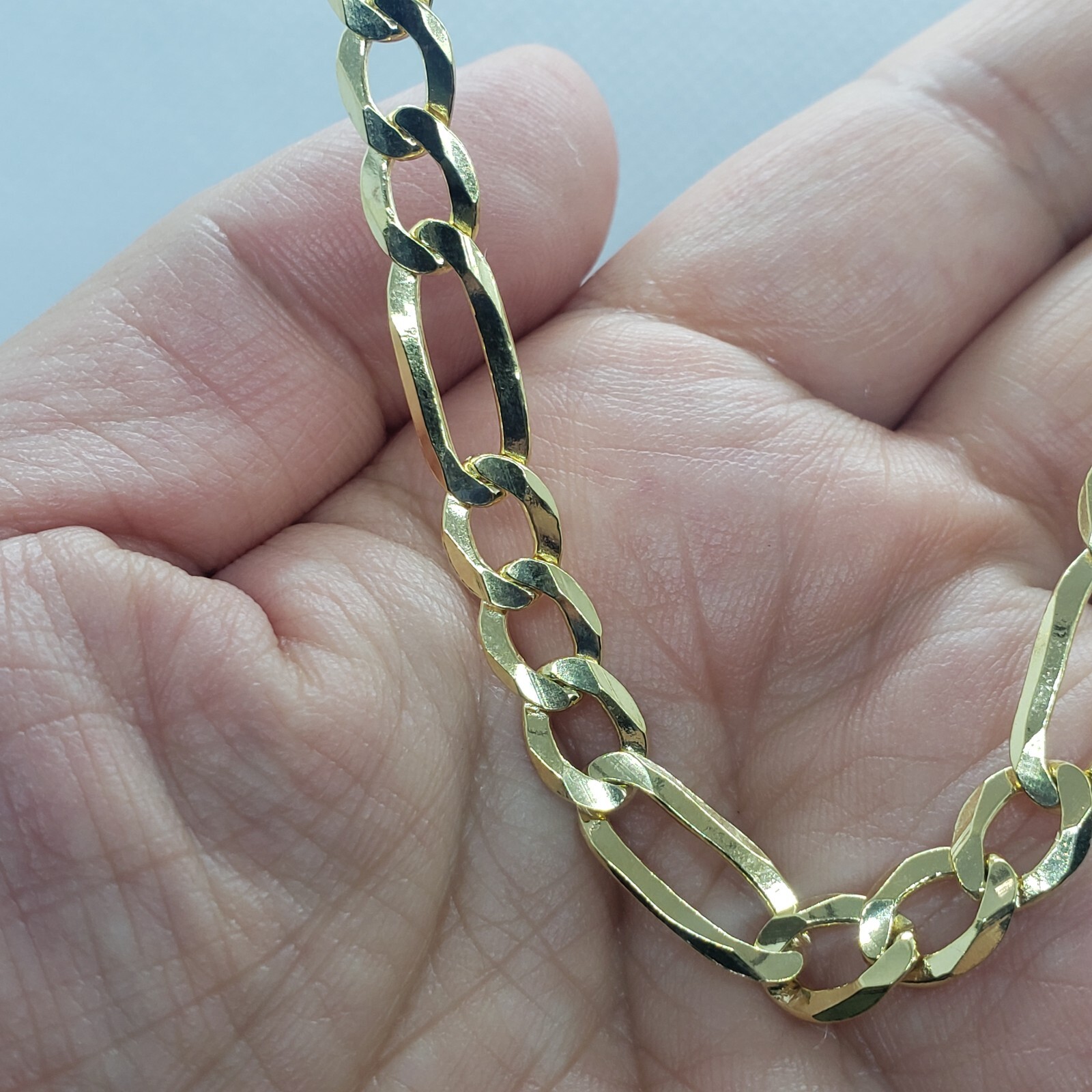 Authentic 14K Solid Gold Figaro Link Chain Men Women 7mm~8.5mm Necklace 7″~30″