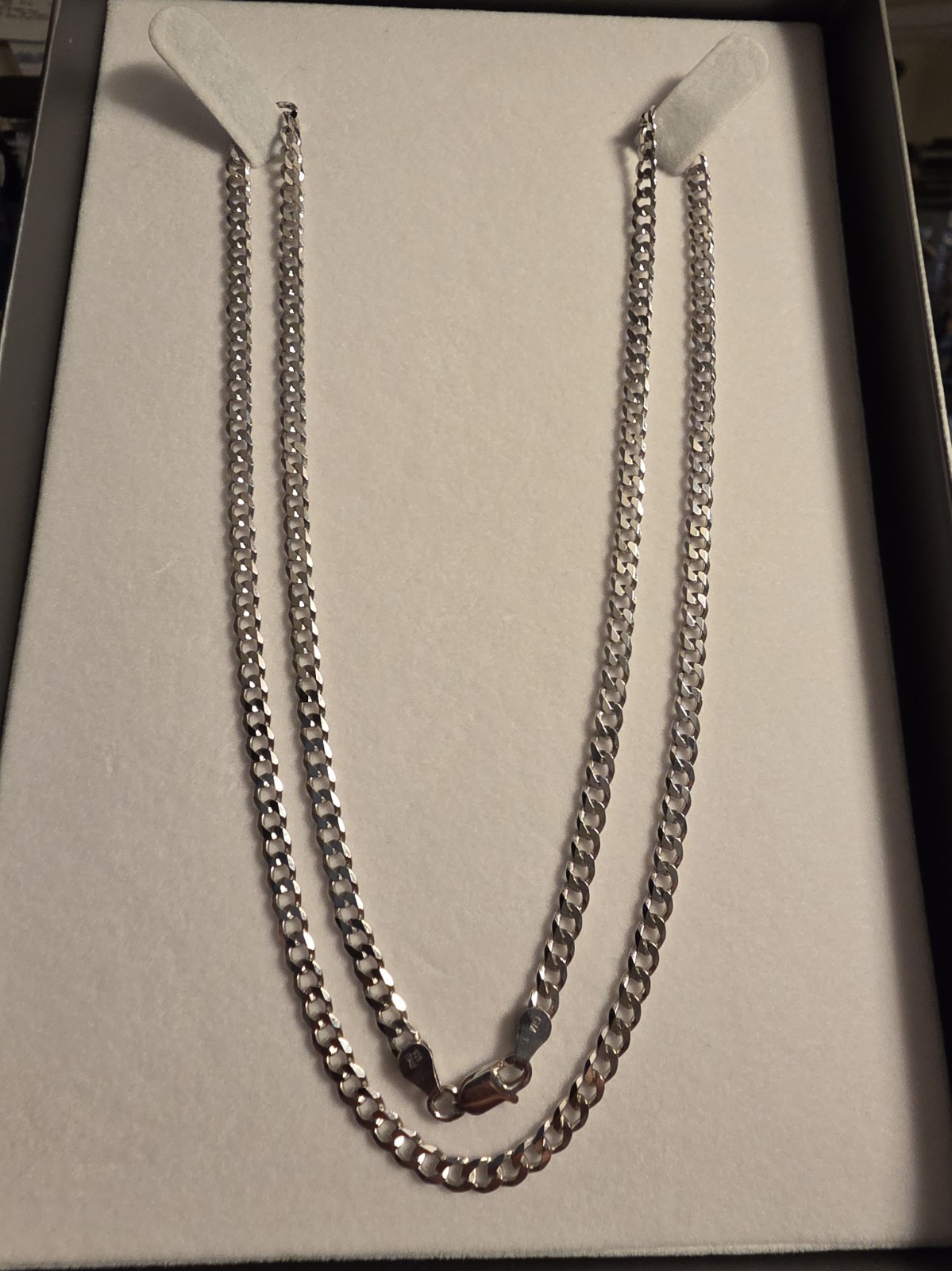 24″ 925 Italy Sterling Silver Curb Chain Necklace Lobster Clasp Brand New