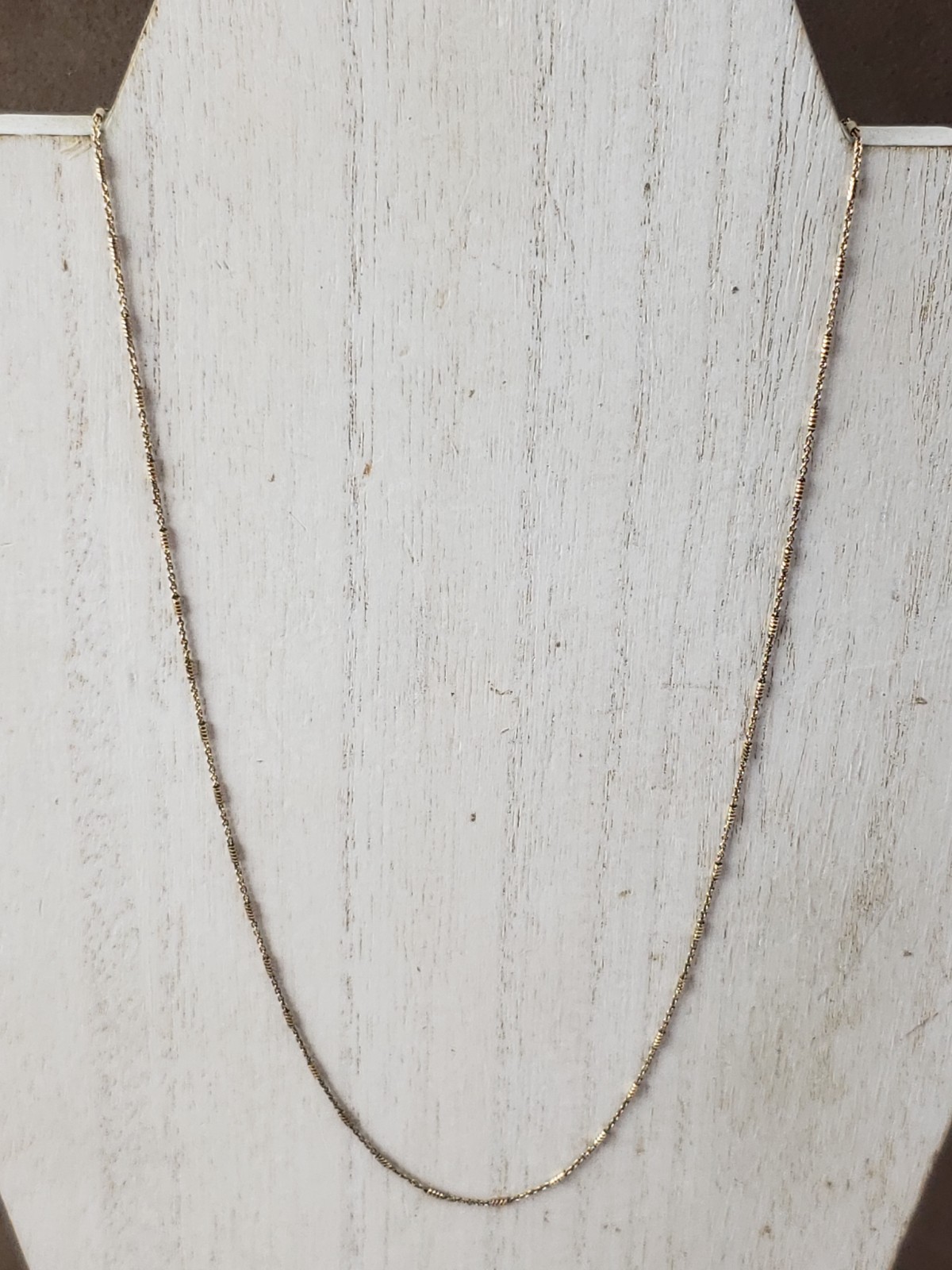 UNIQUE GOLD TONE STERLING SILVER THIN BAR & OVAL LINK CHAIN 23″