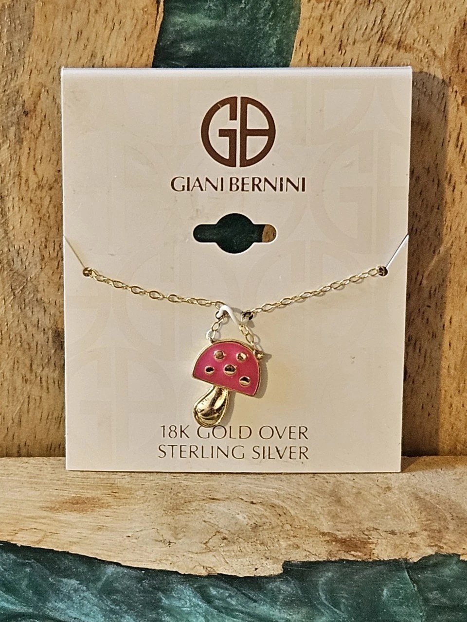 Giani Bernini Necklace 18k Gold Over Sterling Silver Mushroom Pink Red Gift