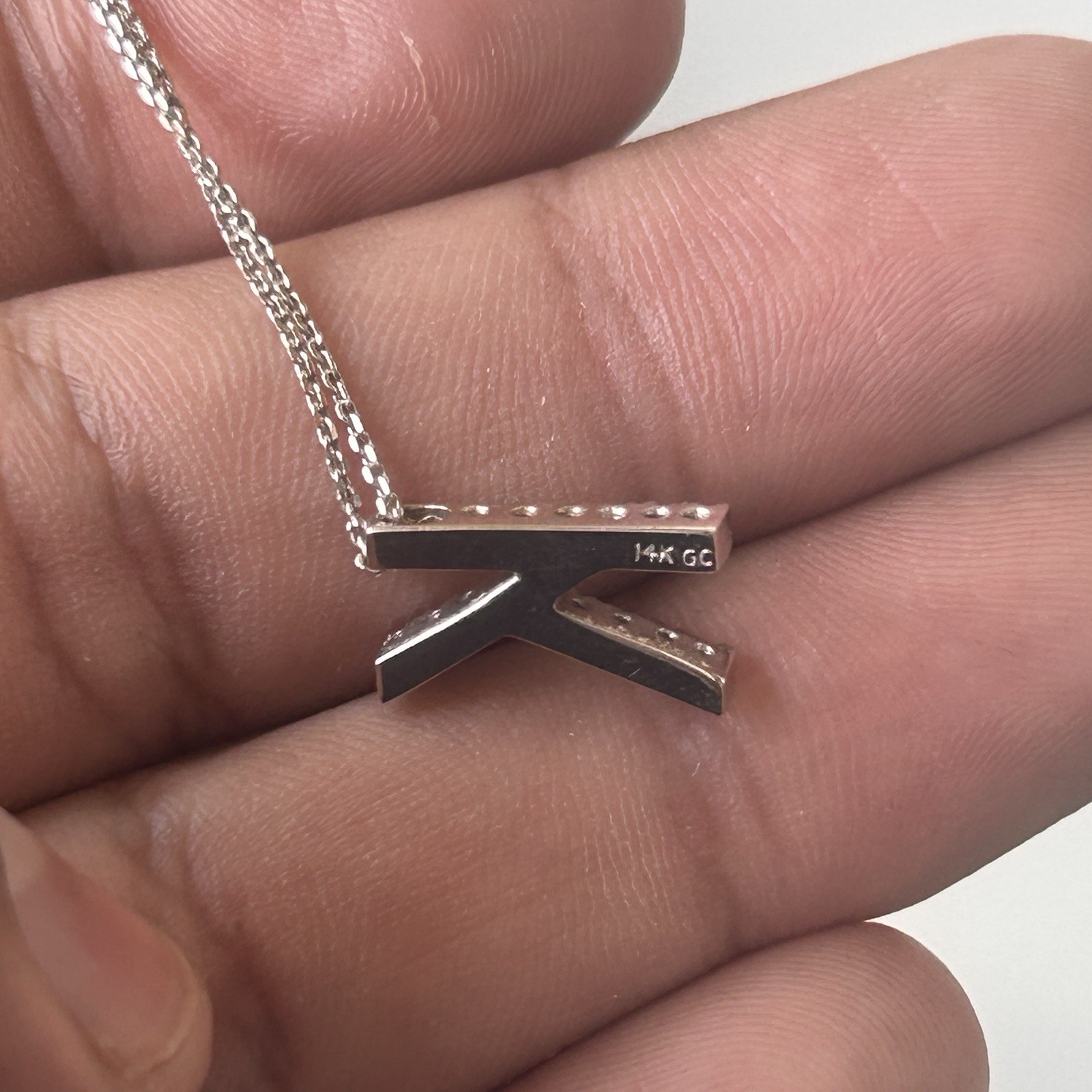 Solid 14K Yellow Gold Initial K Pendant Necklace 2 Grams Fine Jewelry Authentic