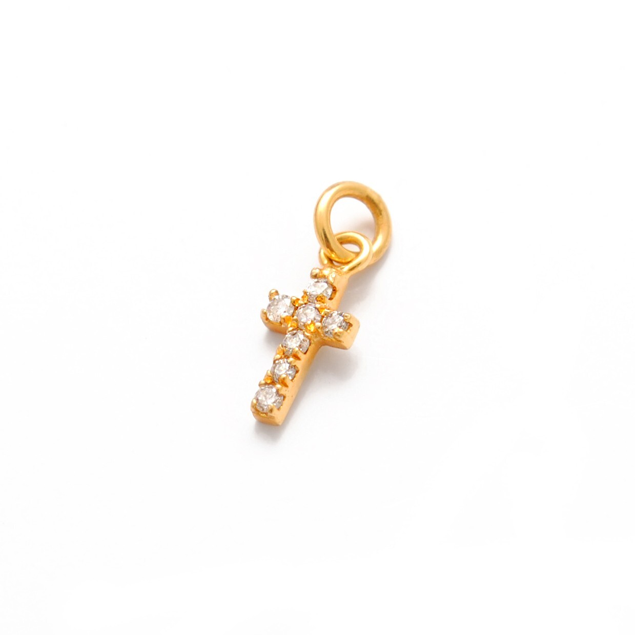 Genuine Diamond 14k Yellow Gold Holy Cross Charm Pendant Christmas Gift