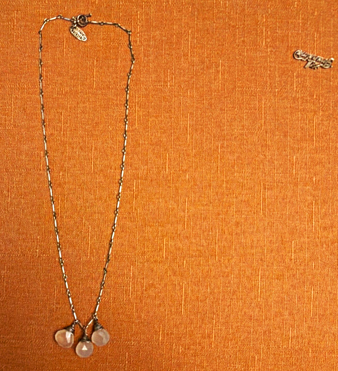 Michael Baratta Signed 925 Fine Silver Charm Pendant Necklace Bar Link Chain