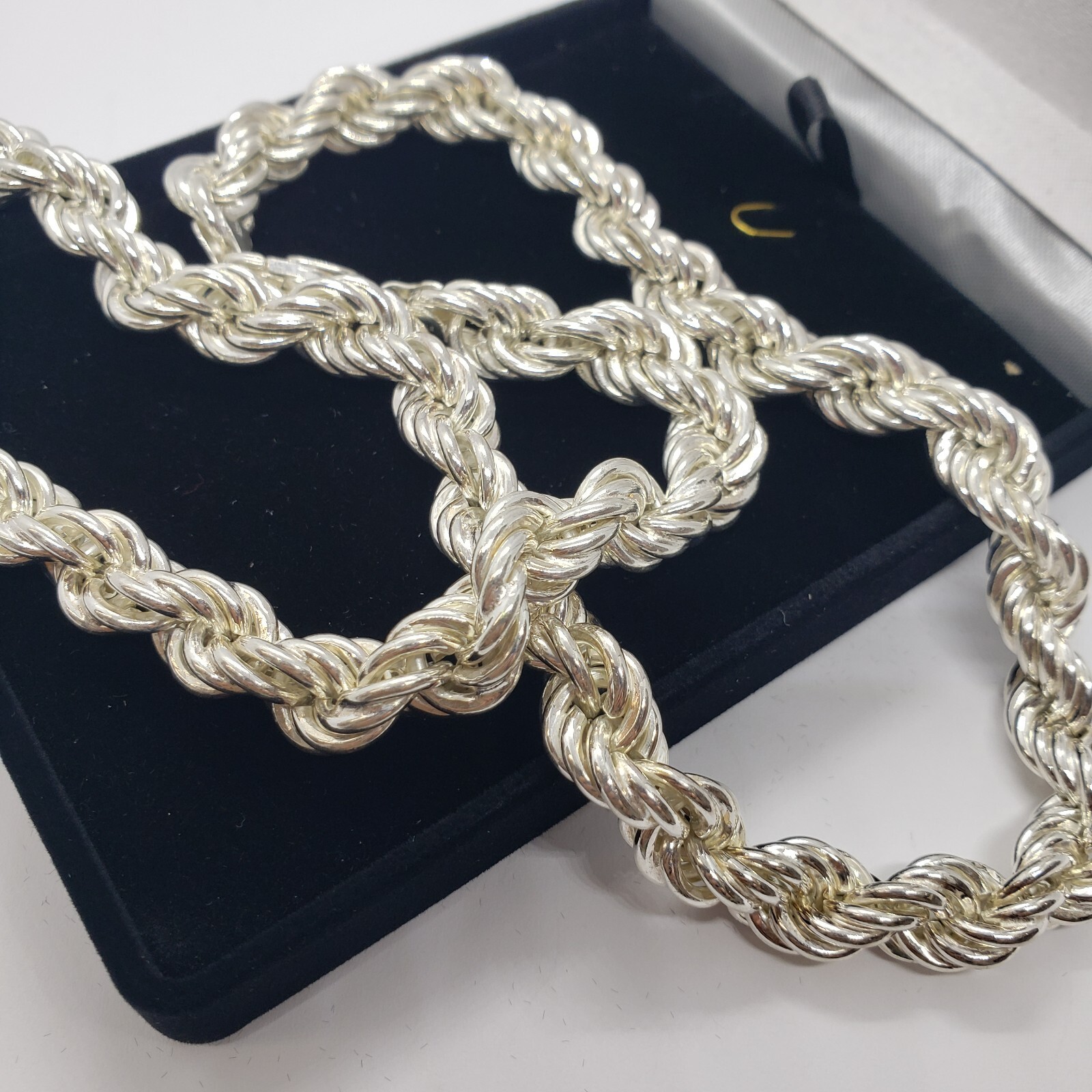 Sterling Silver Very Thick Hollow Rope Chain Bracelet Necklace Italy 10mm 12mm