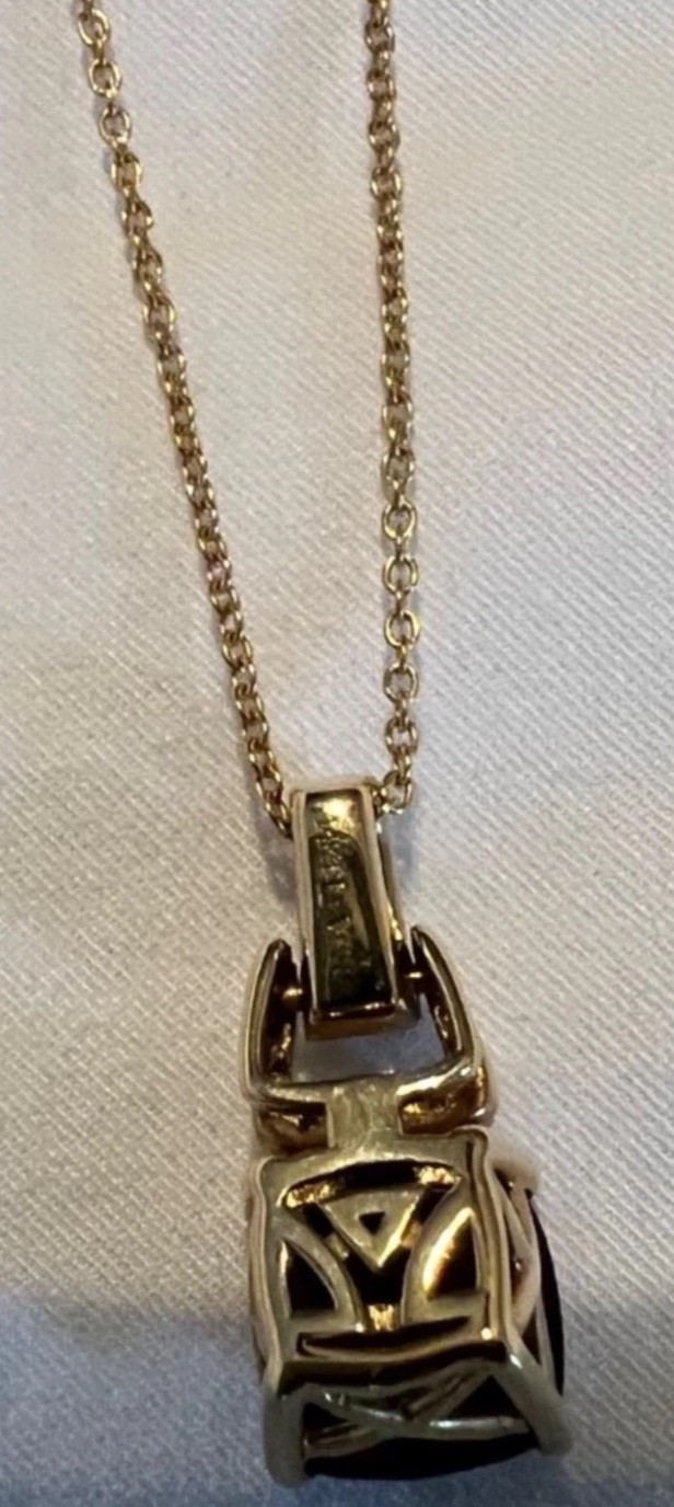 Le Vian 14kt Gold Diamond & Smoky Quartz Cushion Cut Pendant Necklace