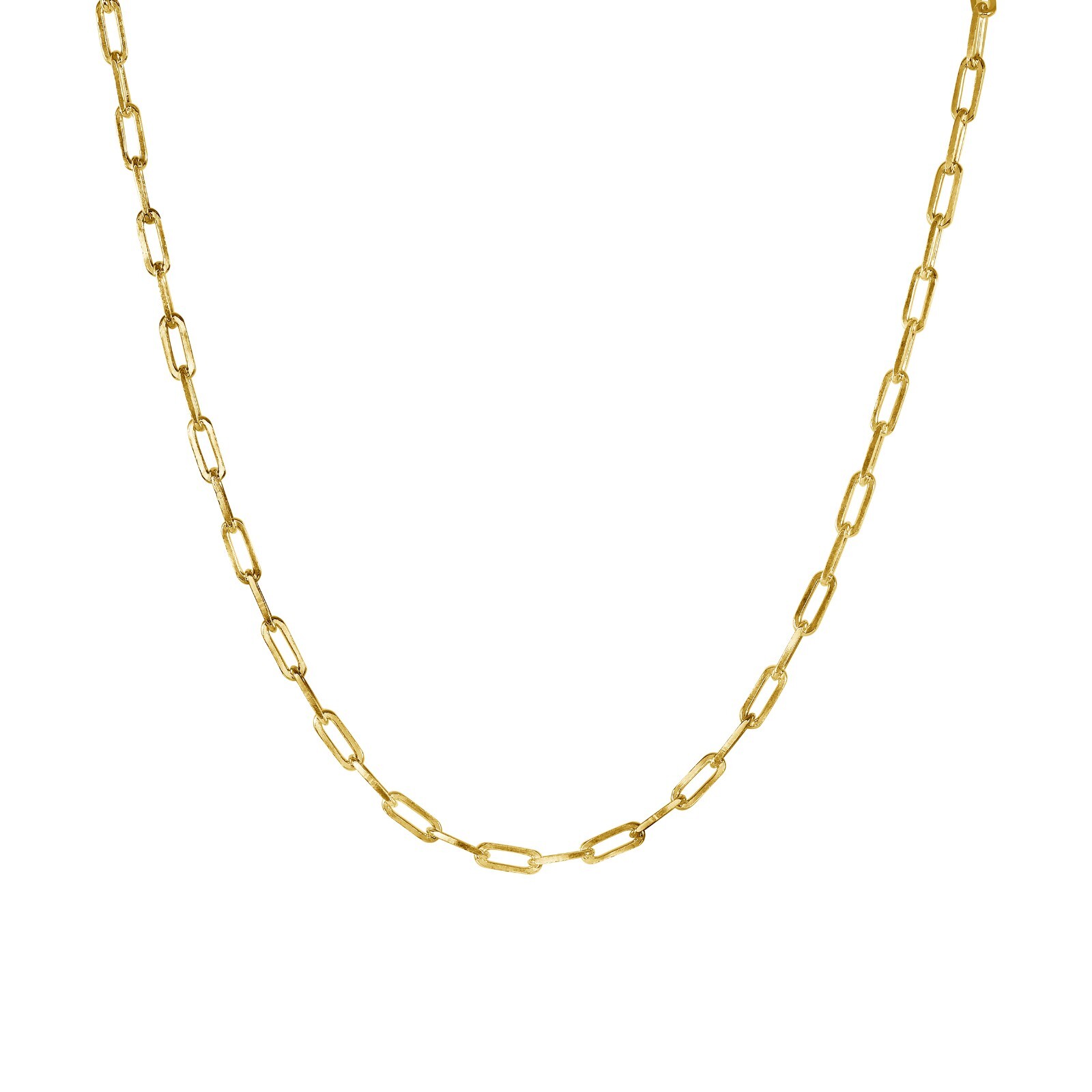 14k Yellow Gold Plated 925 Sterling Silver Paper Clip Chain 3.8mm Made in Italy