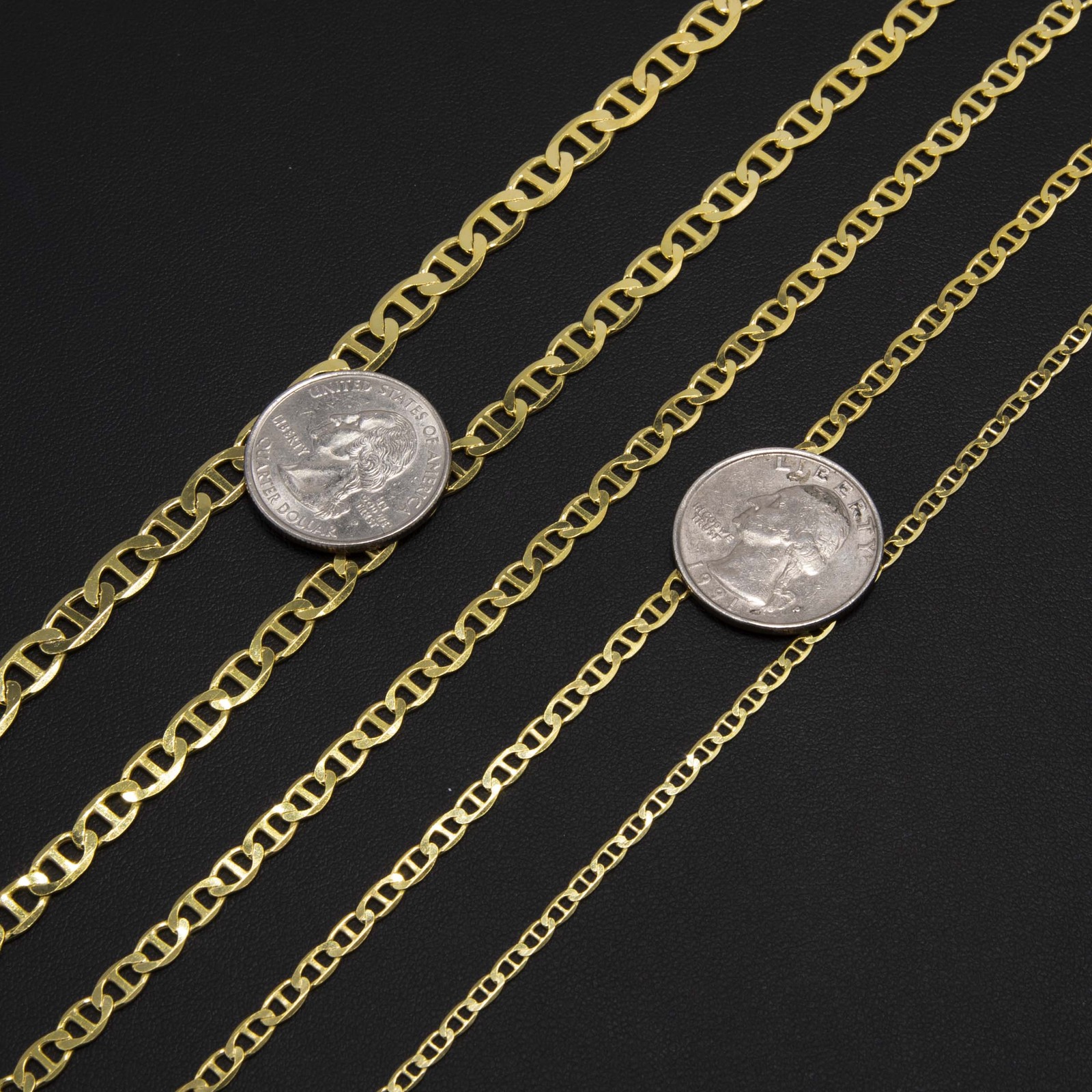 Mariner Link Chain Solid 14K Yellow Gold-Plated Silver 925 Italy All Sizes