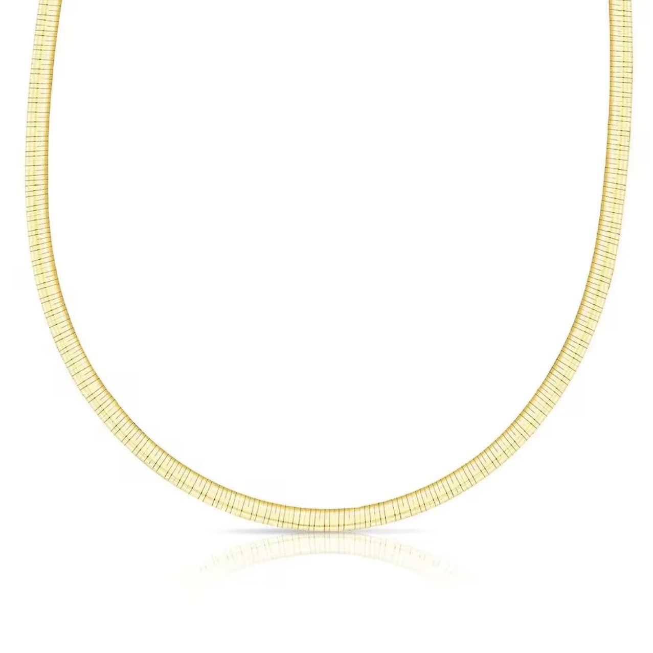 Reversible Omega Necklace 14K Multi-Tone Gold Yellow/White 16in Box Clasp