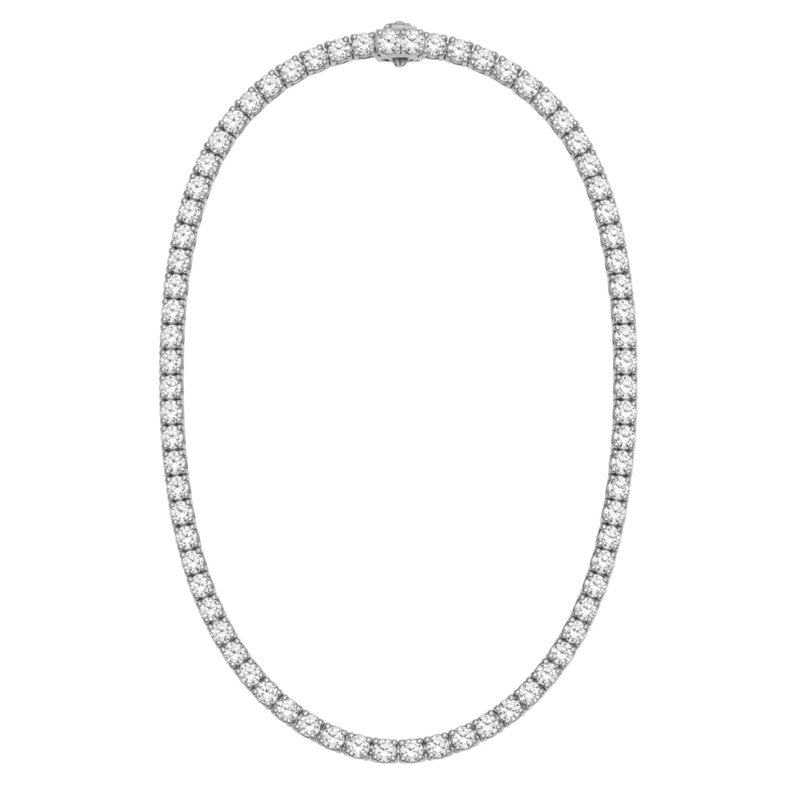 Diamonair 10 CTW Lab Grown Diamond Round Tennis Necklace 14K White Gold 18in
