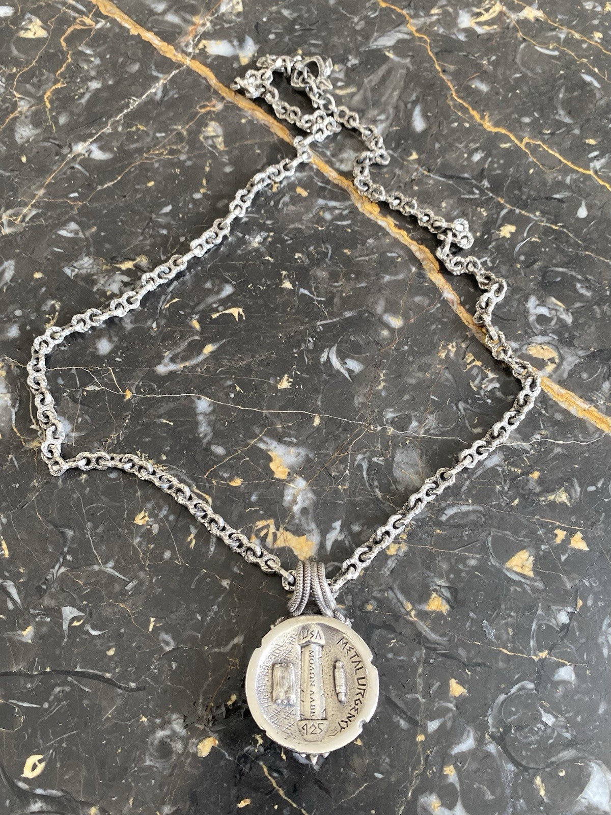 Solid Sterling Silver Gladiator Pendant and Chain.