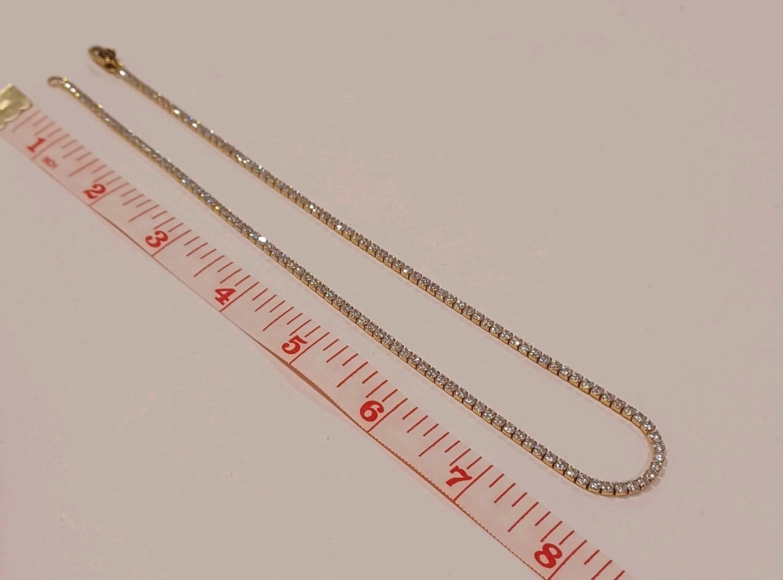The GLD Shop Gold And Moissanite Tennis Necklace 16″ Prong Set Gold Plated