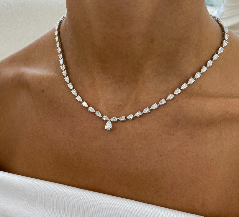 Certified Treated Gorgeous White Diamonds Tennis Necklace,925 Silver- Great Look
