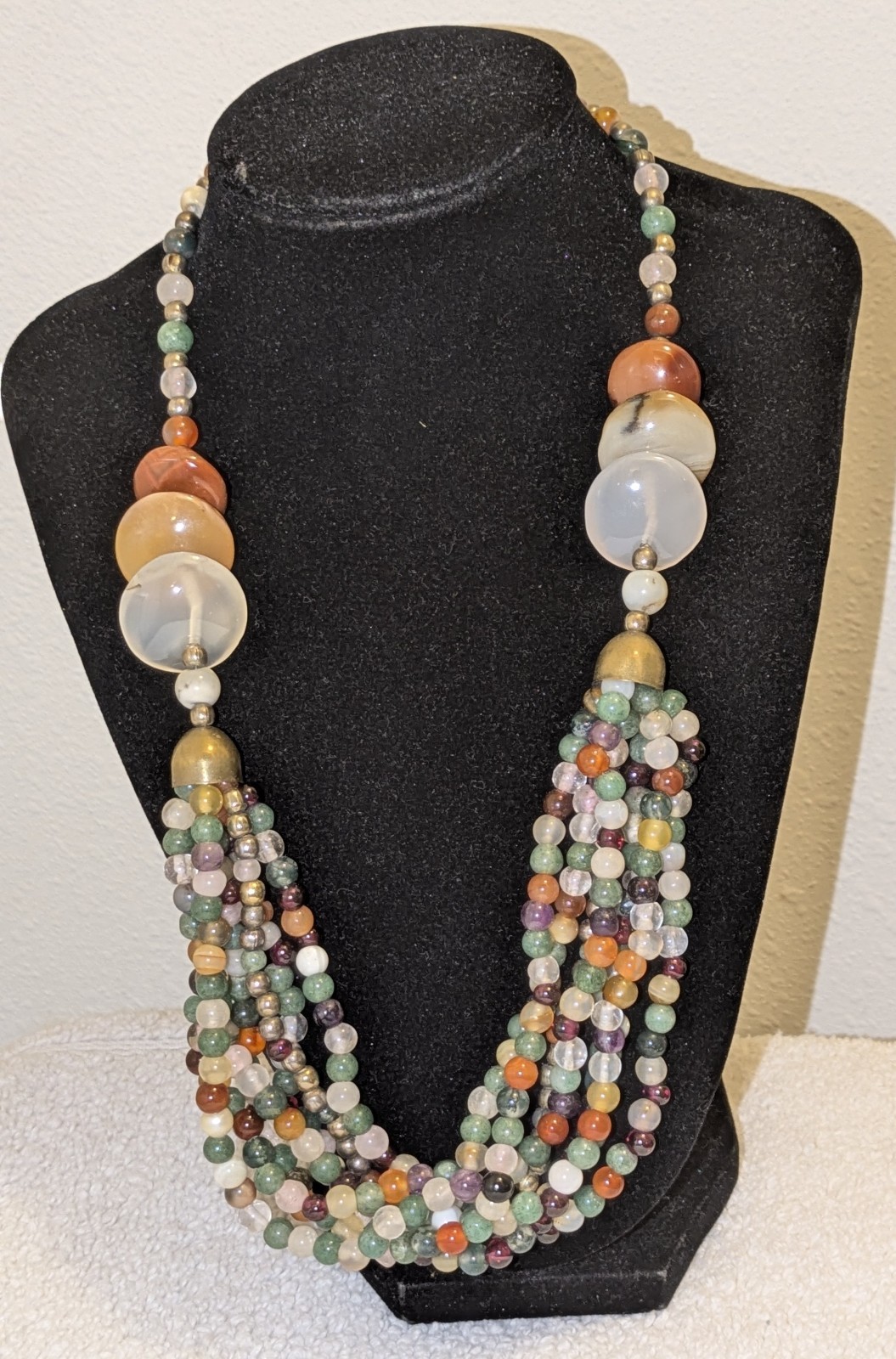 Pretty Semi Precious Gemstone Multi-Strand Necklace
