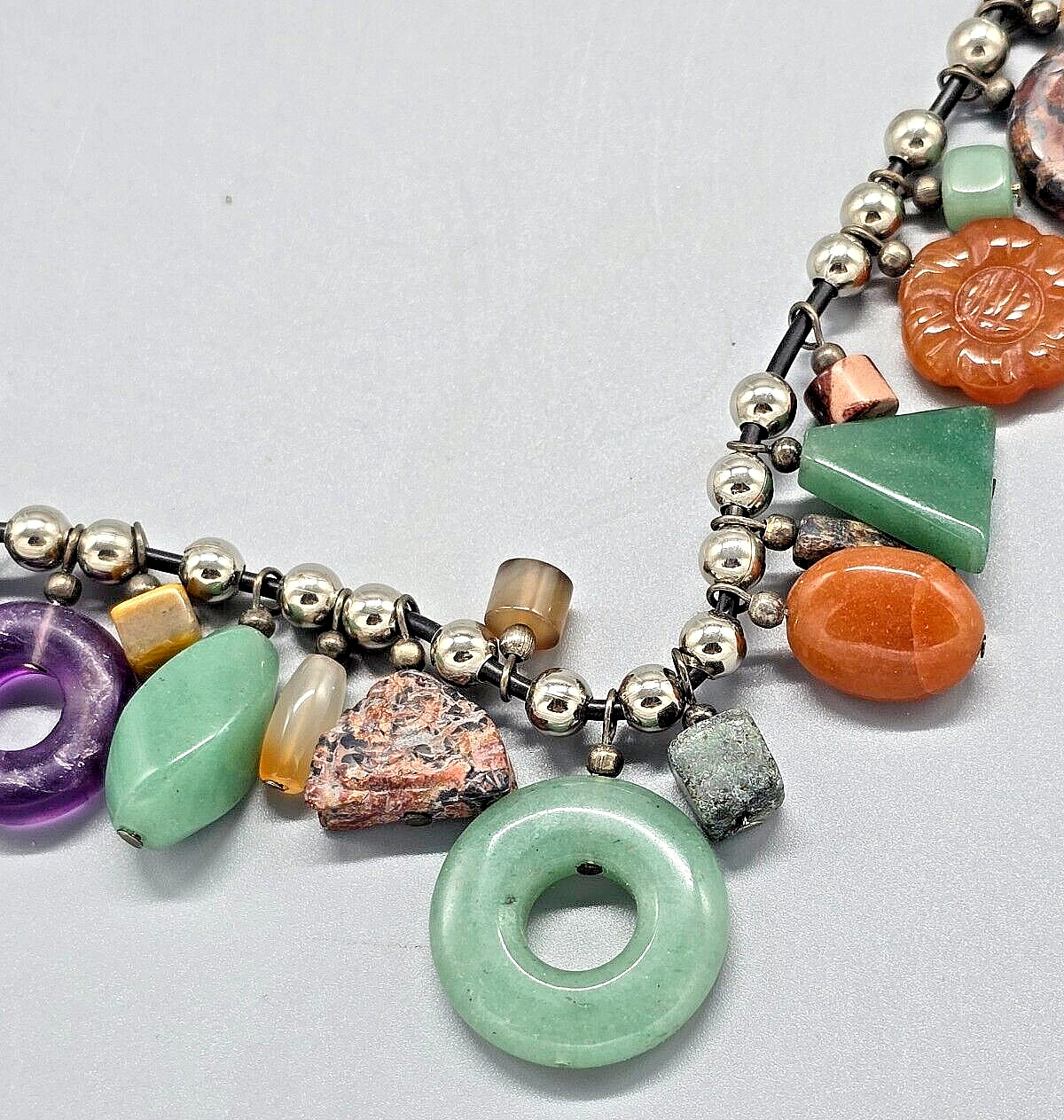 16″ Bead Treasure Charm Necklace, multiple fun shapes, colors gemstones