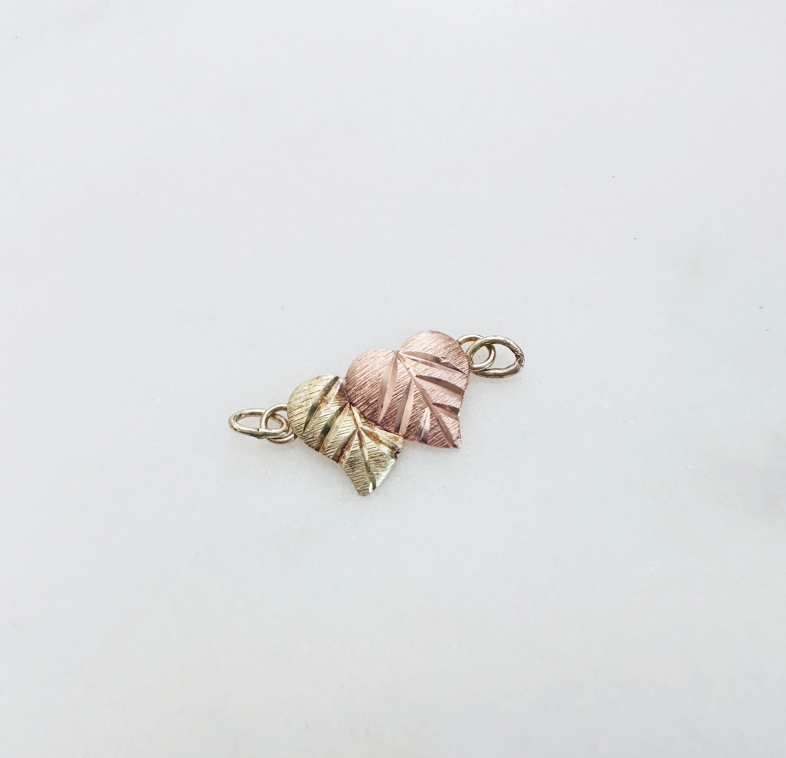 Solid 10K Multi-Tone Gold Black Hills Leaf Slider Pendant / Bracelet Attachment