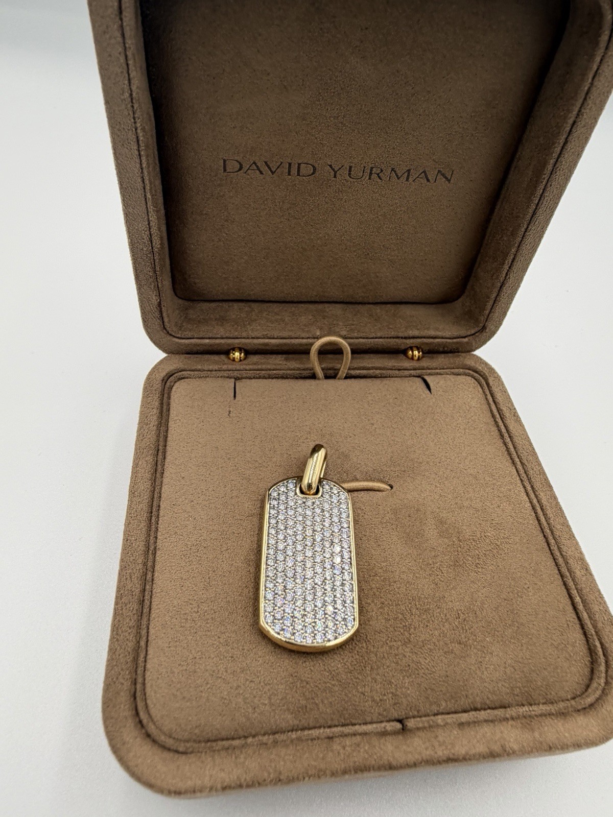 David Yurman Chevron Tag in 18K Yellow Gold with Diamonds 35mm