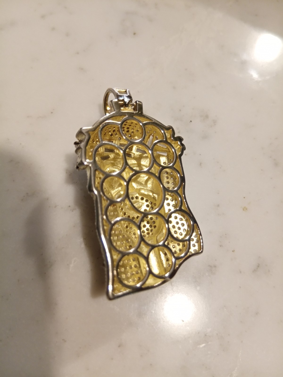 solid 925 silver jesus pendant ICY 2 ct cz banquette gold plated Harlem Bling