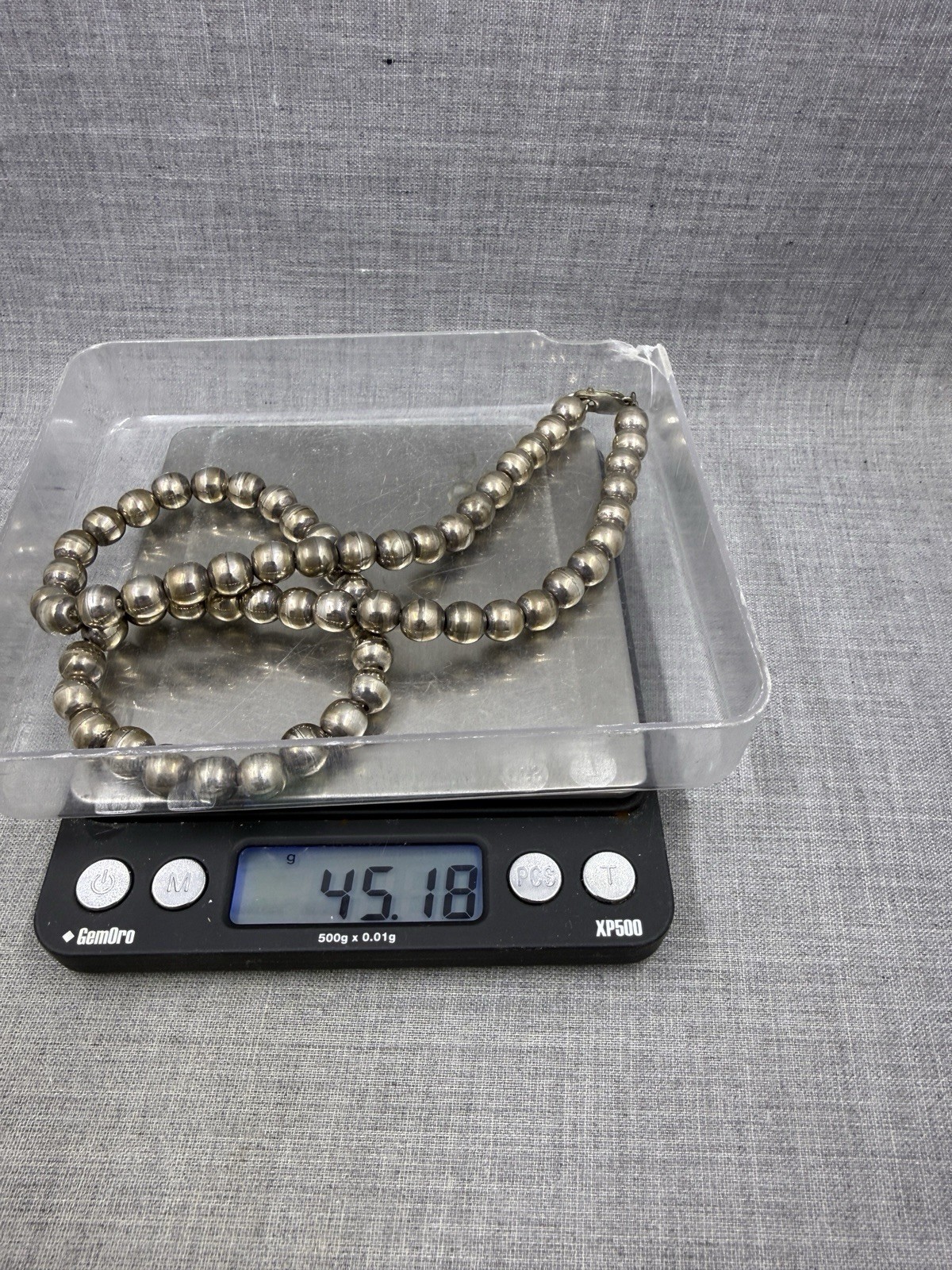 Sterling Silver .925 8mm Ball Bead Necklace 20.5″ (45 Grams)