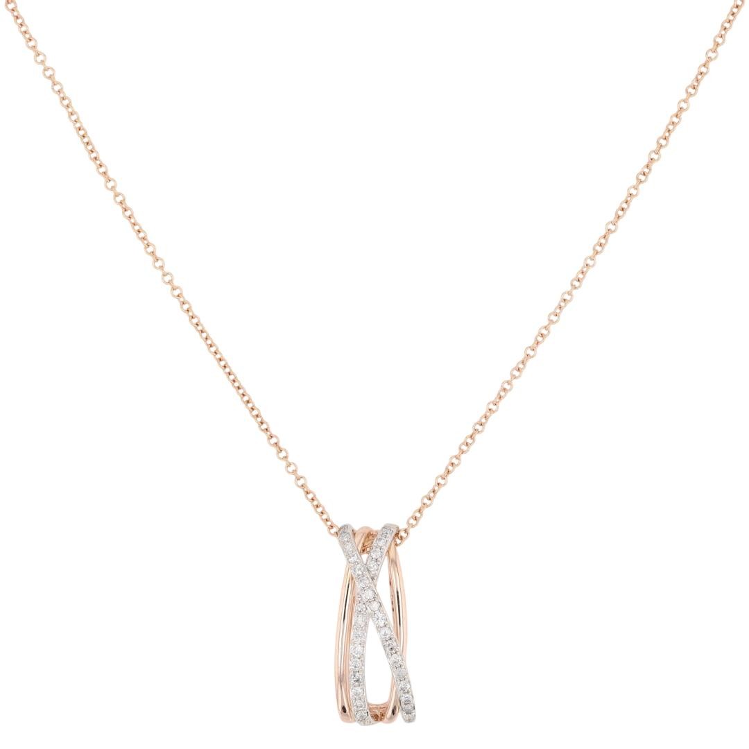EFFY .19ctw Diamond Pendant on 18″ Necklace 14k Multi-Tone Gold 3.38 Grams