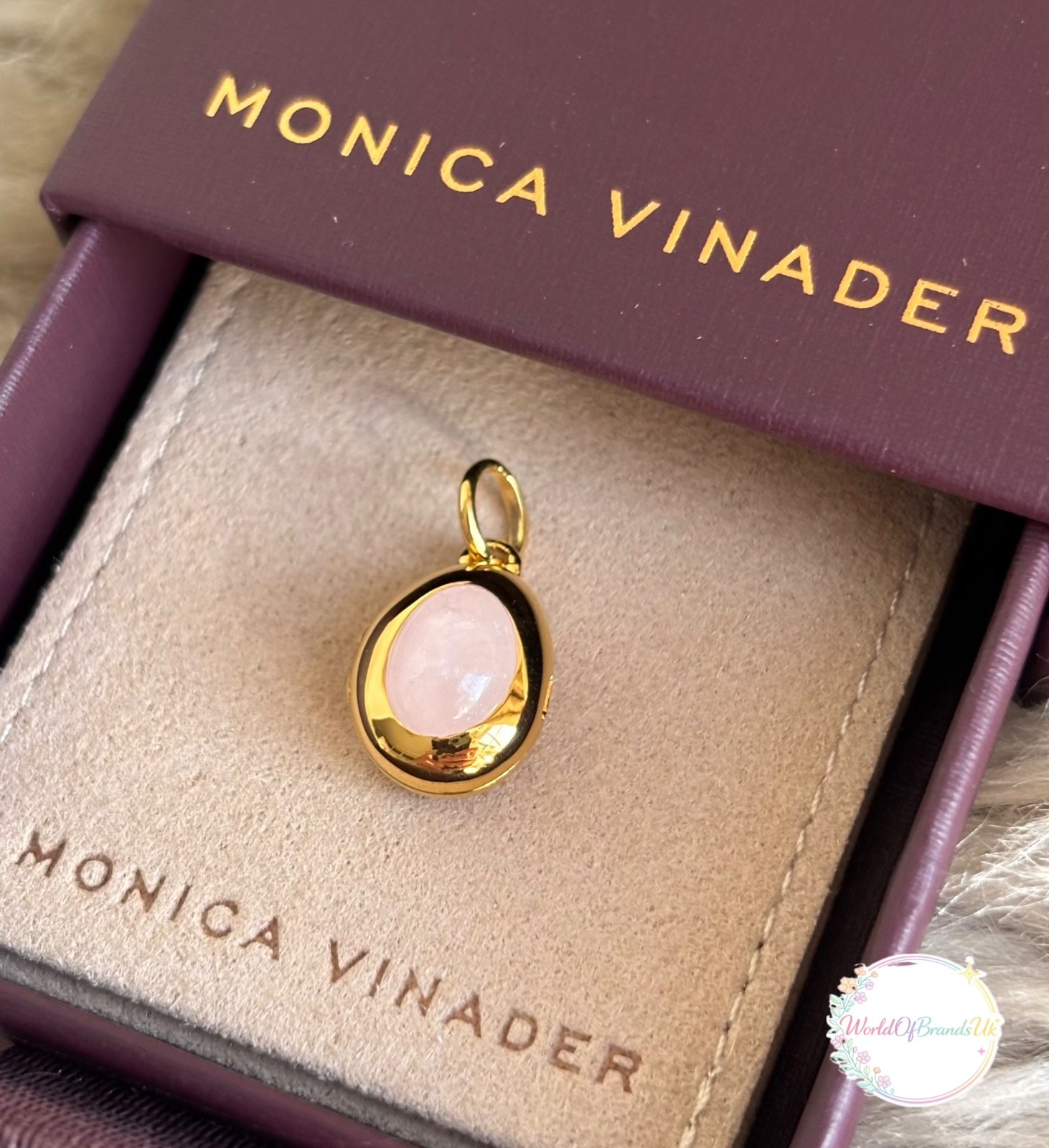 MONICA VINADER 💎 Locket 18k Gold & Rose Quartz RRP £99 Pendant