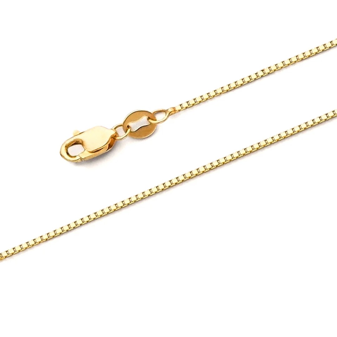 18″ 2.5mm 14k REAL Yellow Gold Box Link Chain Necklace with Lobster Claw Clasp