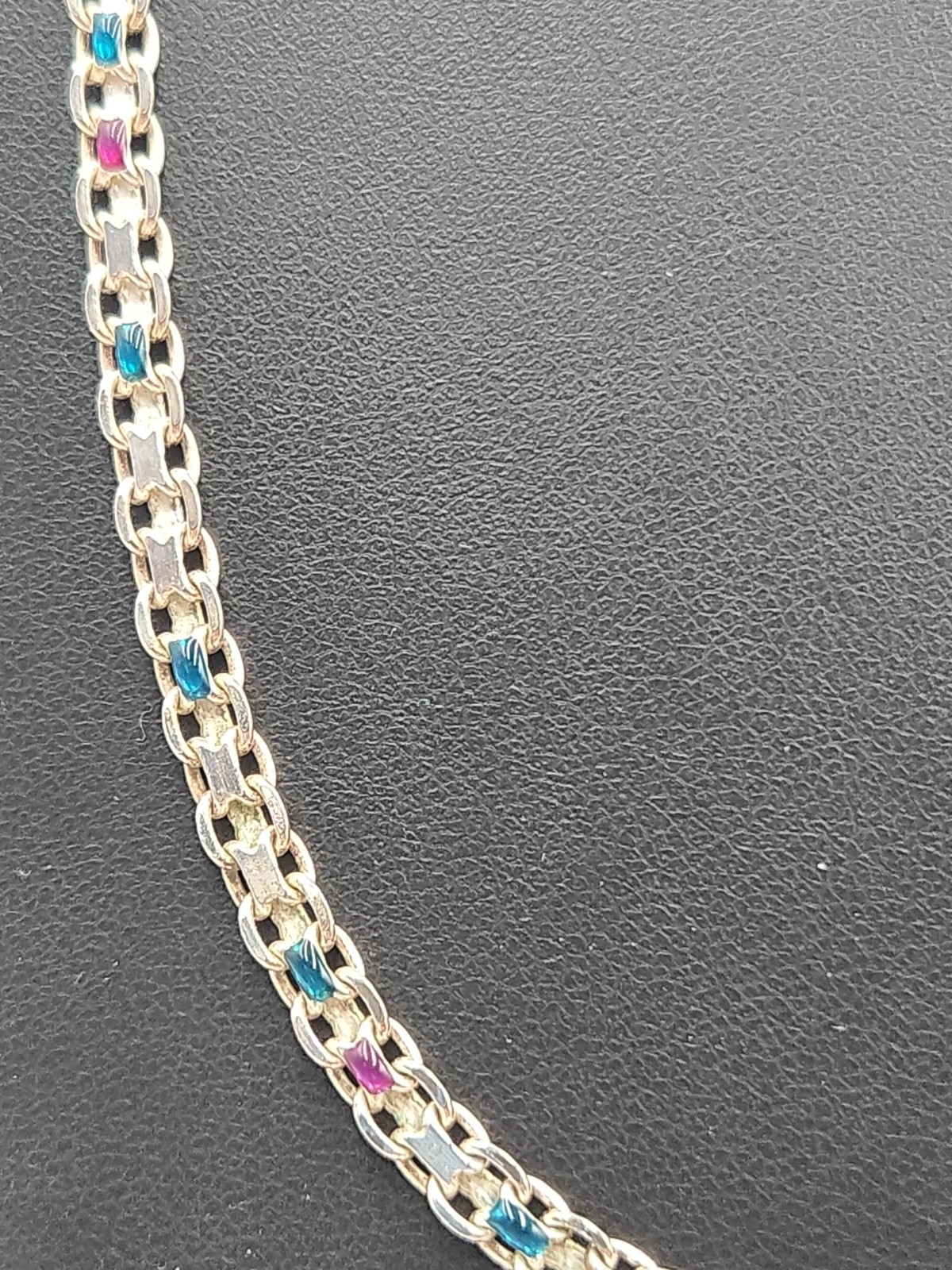 925 Milor Bismark Chain Sterling Silver Multi-Color Enamel