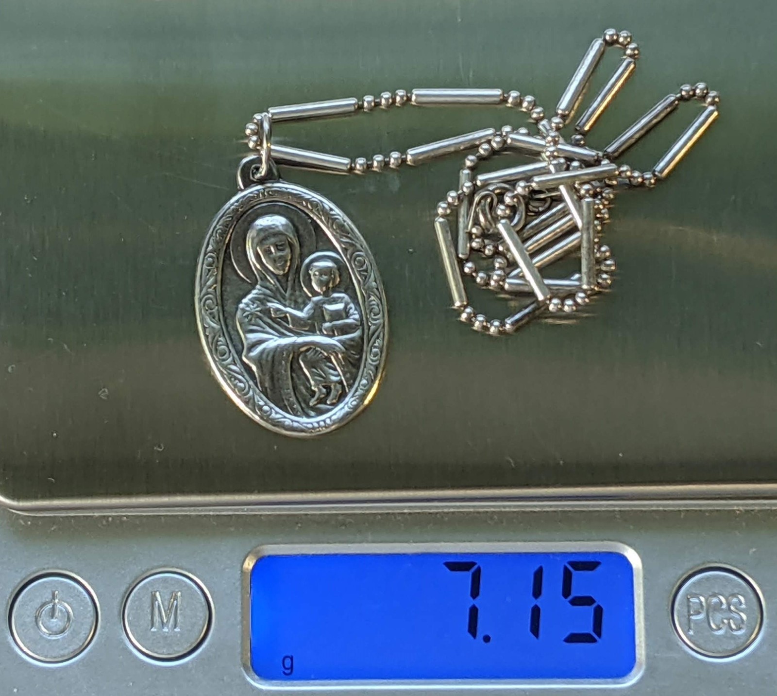 Orthodox icon amulet “Mother of God”, chain 40 cm. 925 silver. Weight 7.15 g.