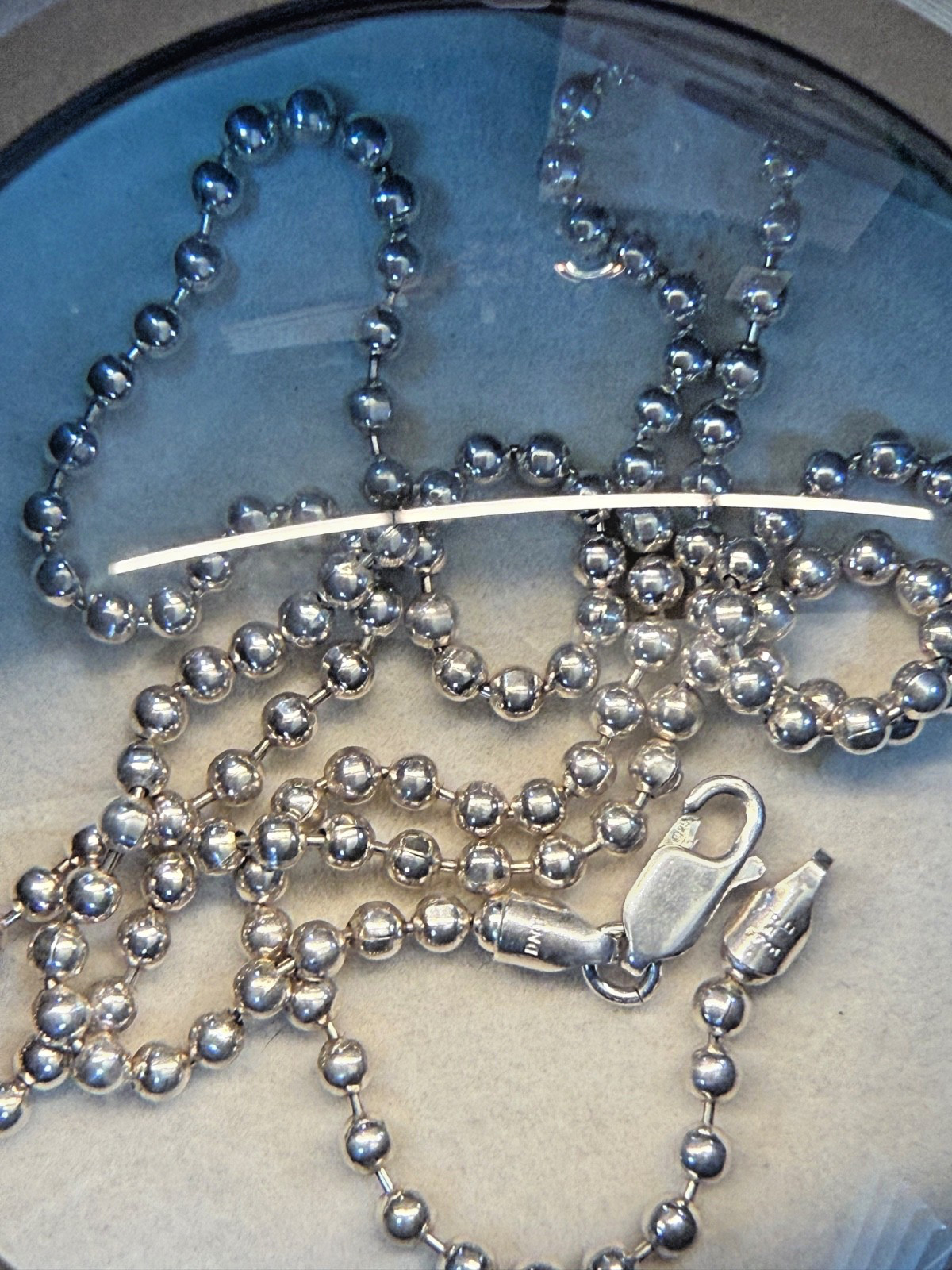 925 Italy Sterling Silver 3mm Ball Bead Necklace 24” 14.93g Lobster Clasp