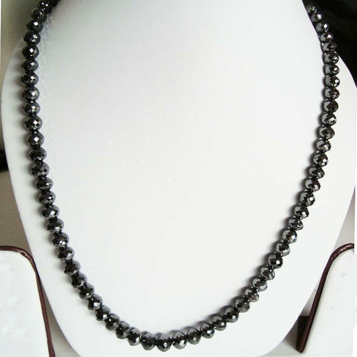 7 mm Black Diamond Necklace 20 Inches AAA Carbonado – Earth Mined Certified !