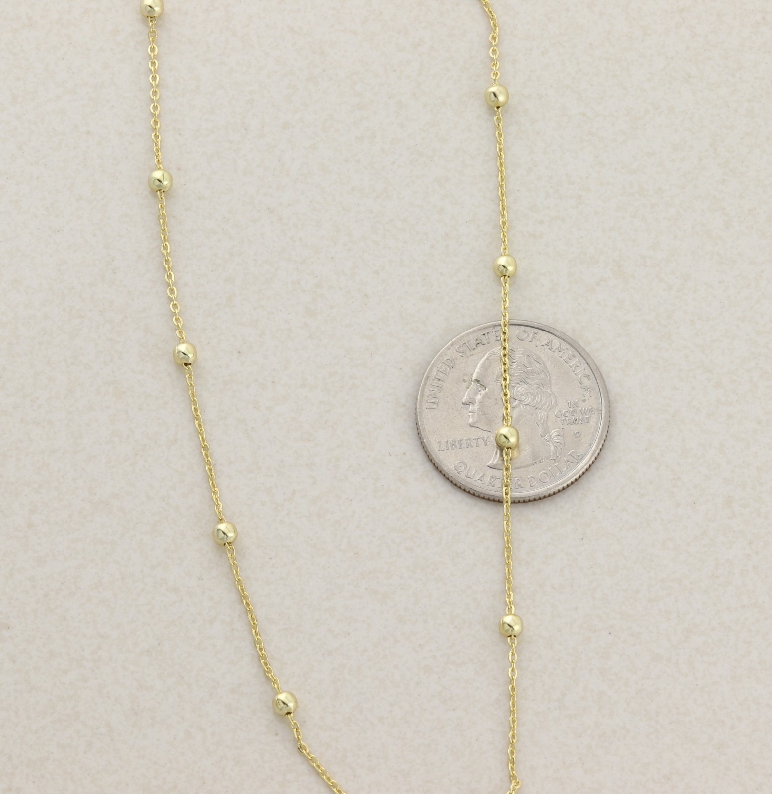18k Gold Over Sterling Silver Beaded Station Necklace Choker 12.5″ to 14.25″ in