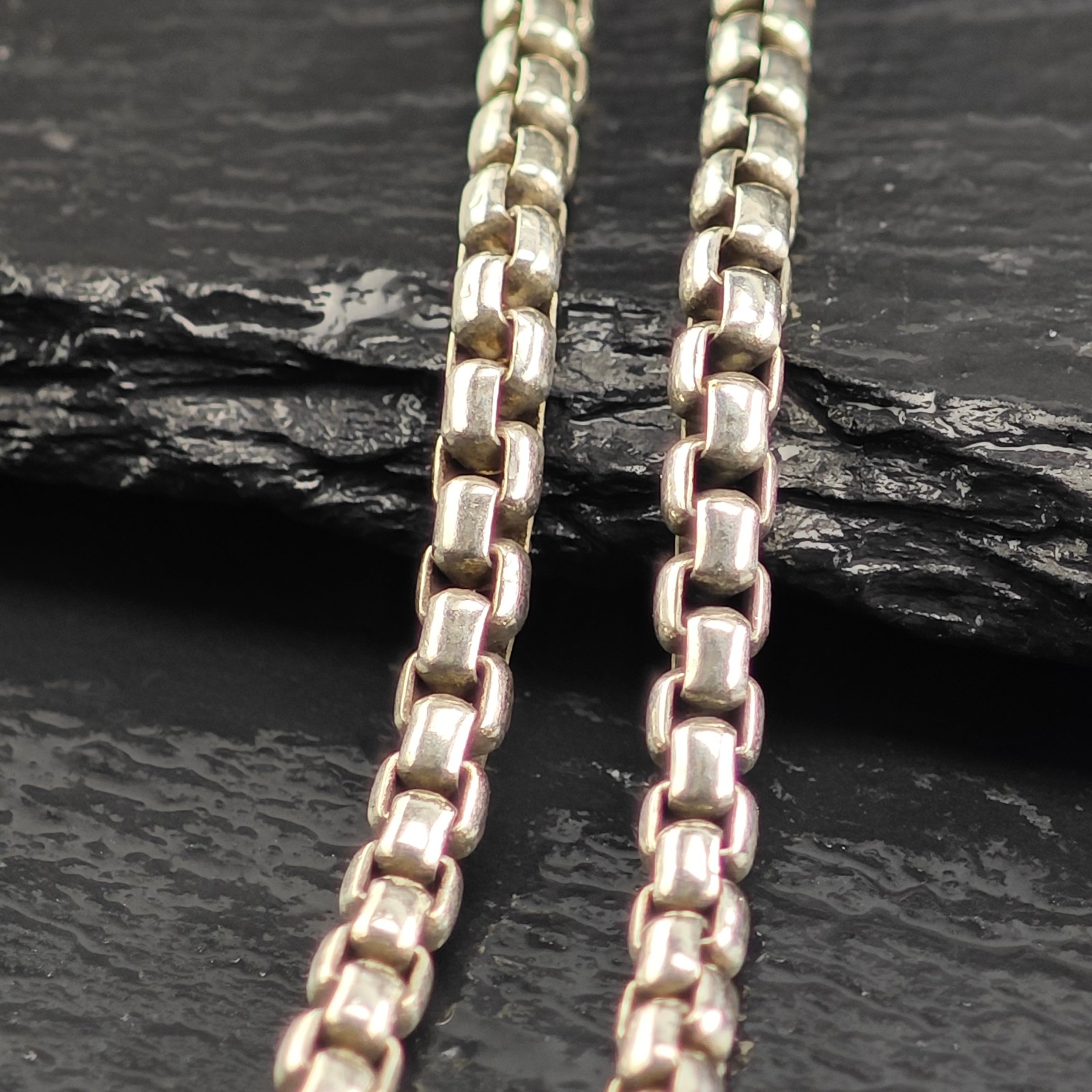 David Yurman 14k Gold Accent, Sterling Silver 3.5mm Box Chain Necklace 16″ N2715