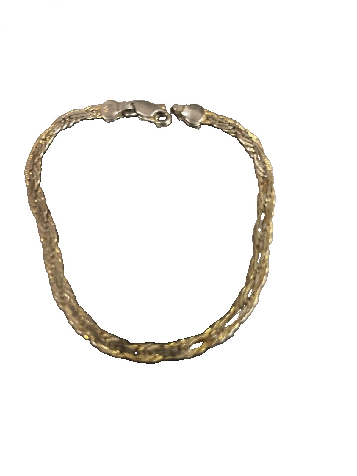 14 KT Yellow & White Gold Byzantine Style Chain 8in Bracelet. Weighs 5.103 Grams