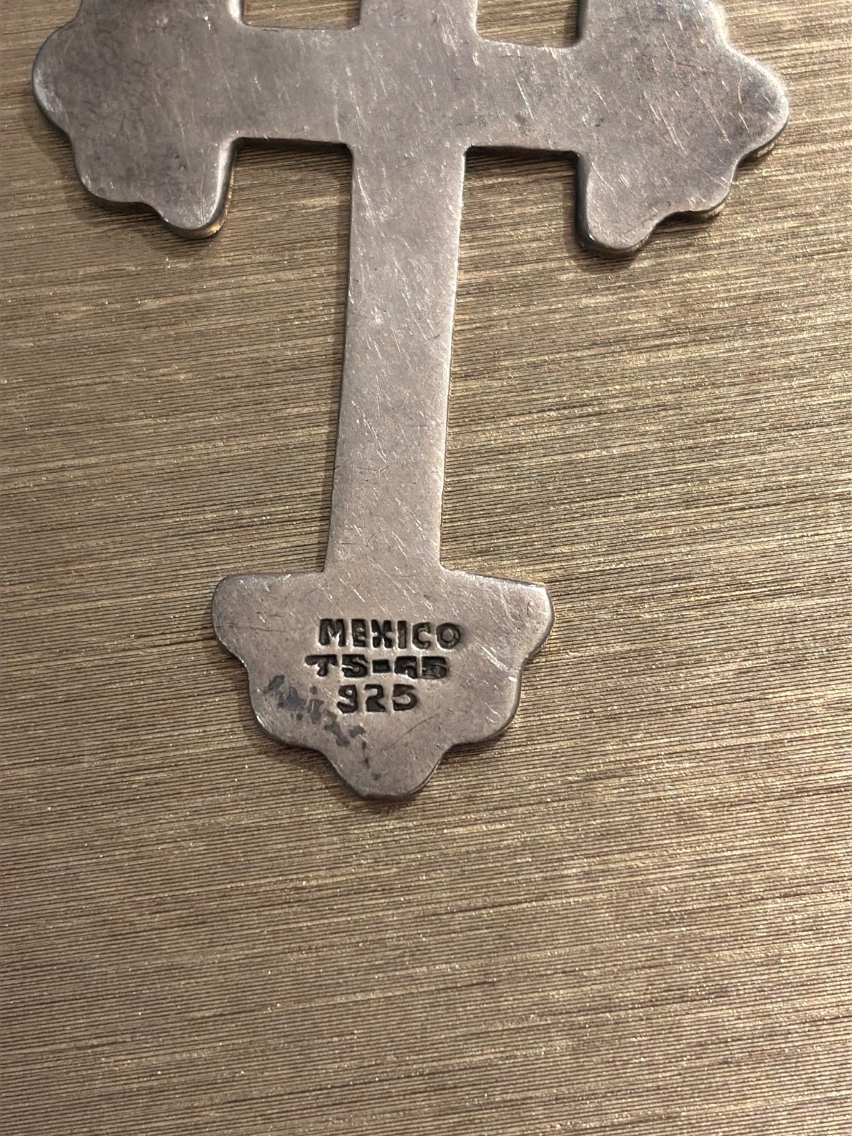 Large 925 sterling Silver Vintage Taxco Mexico Cross Sterling Silver Pendant