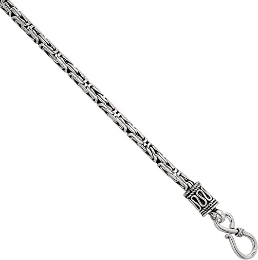 3mm Sterling Silver Round BYZANTINE Chain Necklace Bracelet Antiqued Finish