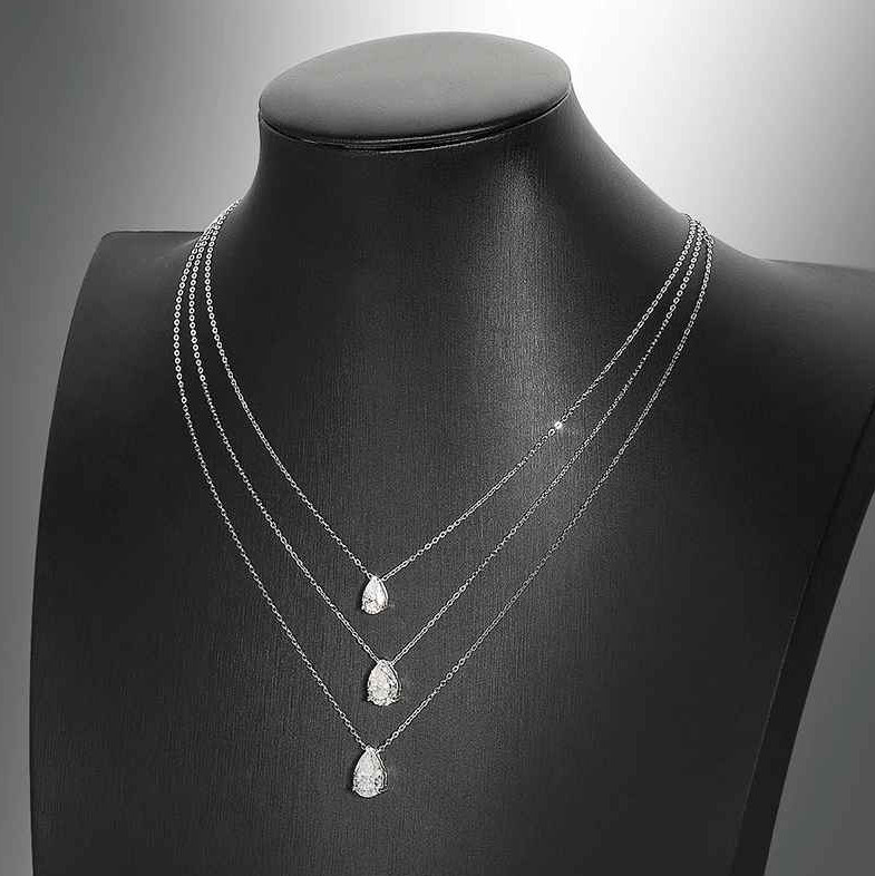 18k White Gold Plated 4CT Pear Cut D VVS1 Moissanite Necklace for Women Jewelry