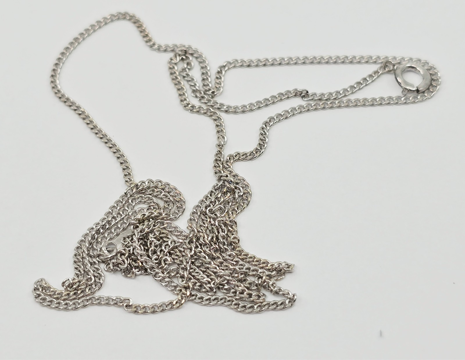 Beautiful Thin 14K Karat Solid White Gold Cuban Link Chain Necklace – 24″ Length